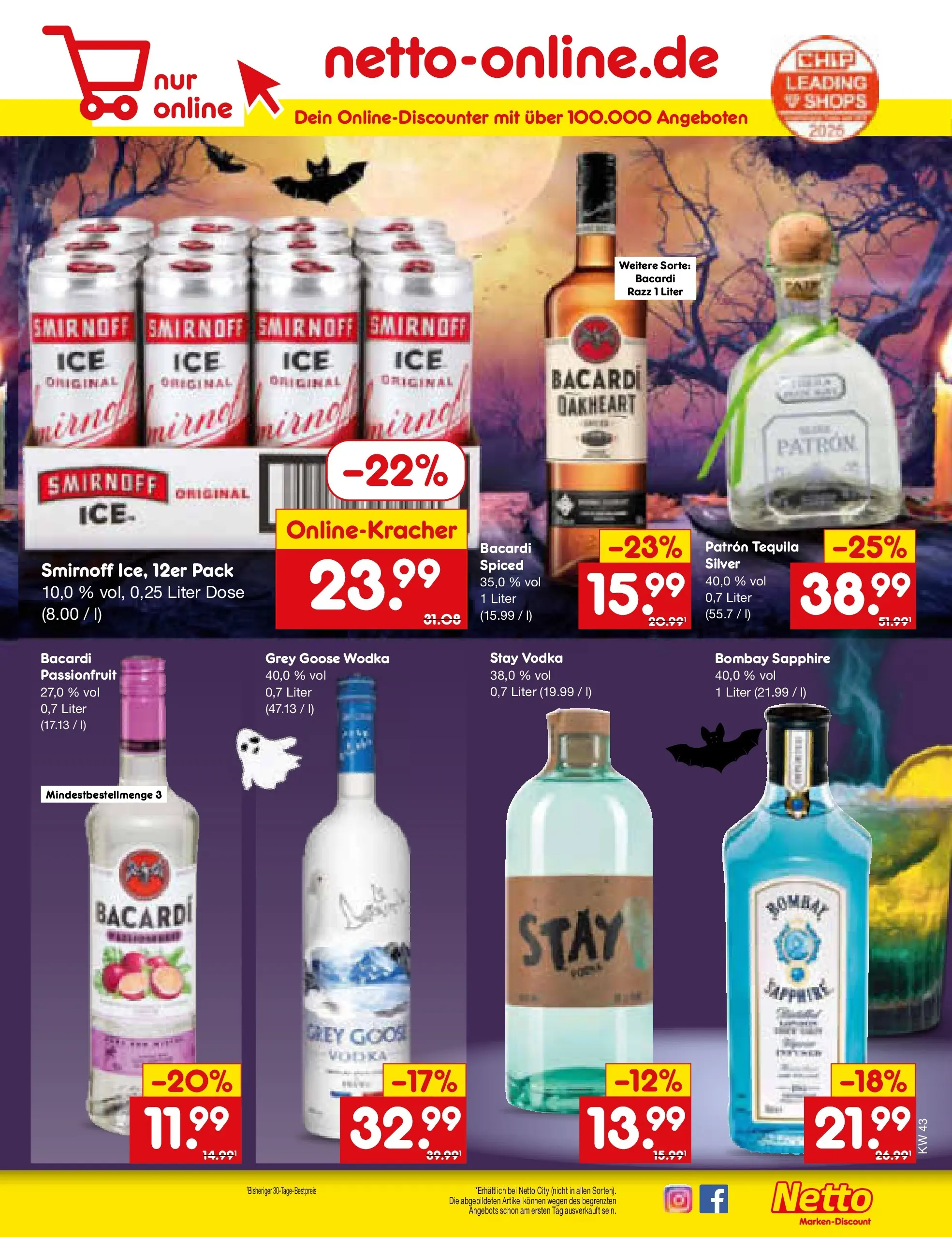 Netto Marken-Discount prospekt Glauchau (ab 19.10.2025) » Angebote | Seite: 65 | Produkte: Bacardi, Tequila, Smirnoff, Vodka Netto Marken-Discount prospekt Glauchau (ab 19.10.2025) » Angebote | Seite: 65 | Produkte: Bacardi, Tequila, Smirnoff, Vodka