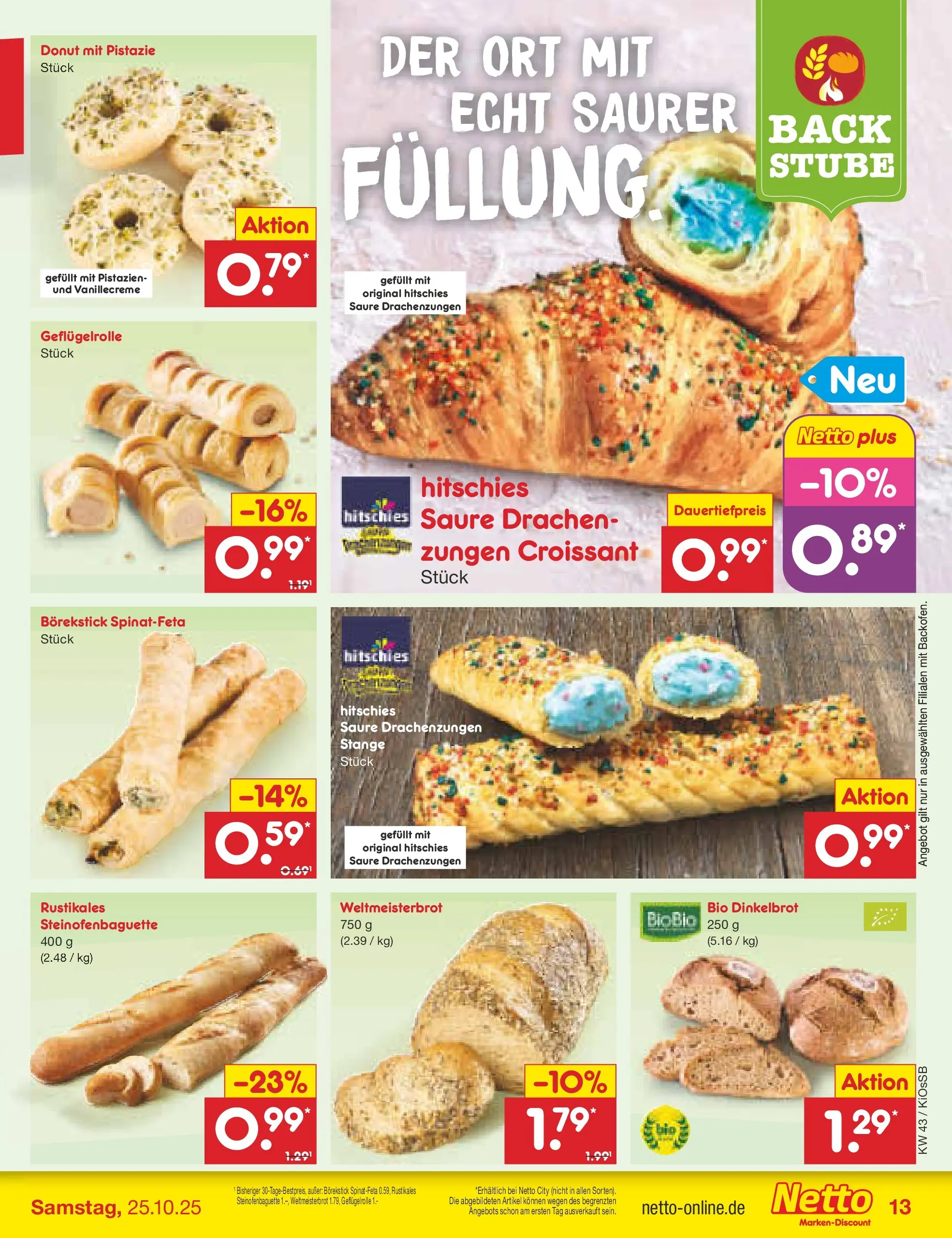 Netto Marken-Discount prospekt Oberhaid	 (ab 19.10.2025) » Angebote | Seite: 13 | Produkte: Pistazien, Croissant