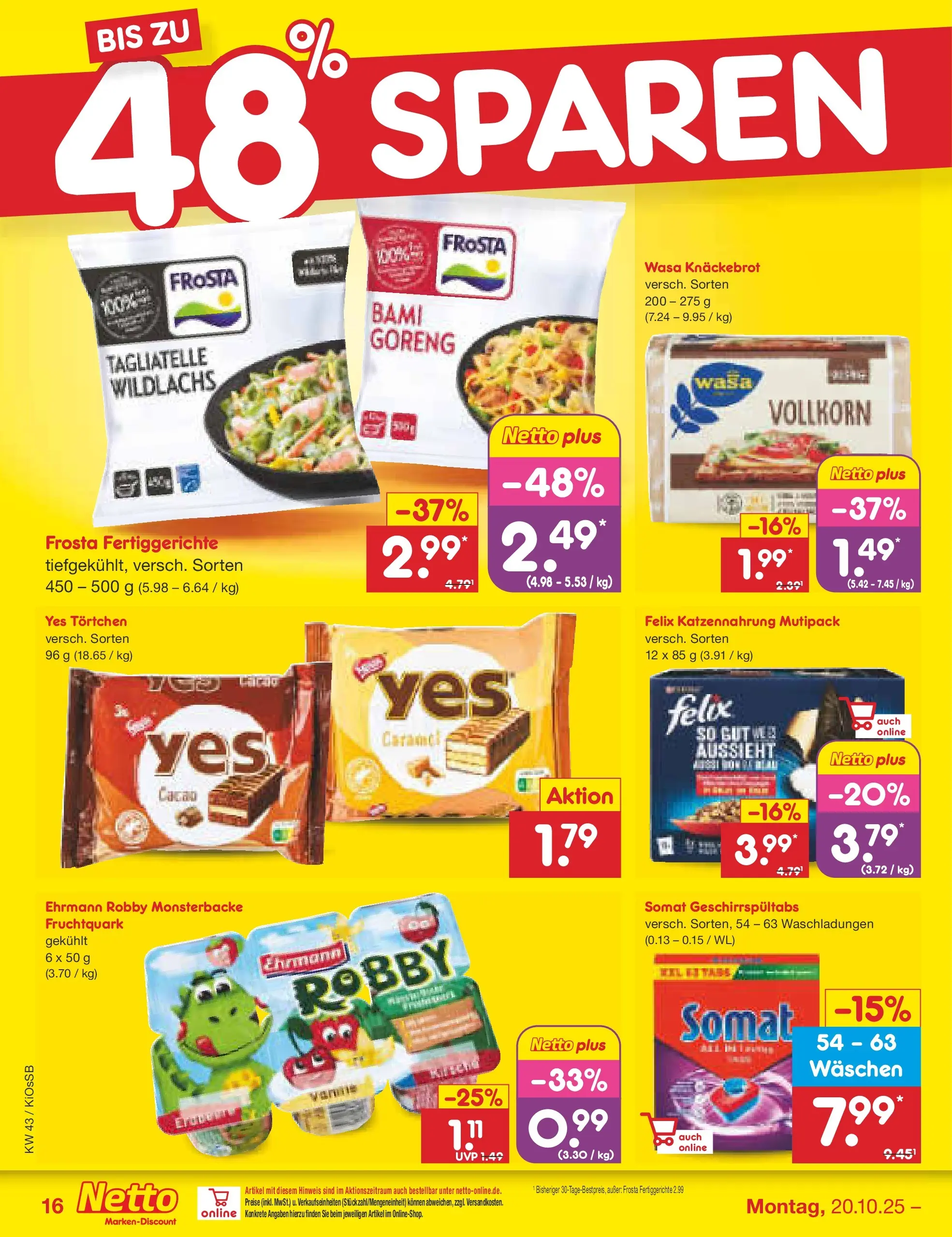 Netto Marken-Discount prospekt Oberhaid	 (ab 19.10.2025) » Angebote | Seite: 16 | Produkte: Frosta, Fertiggerichte, Wasa knackebrot