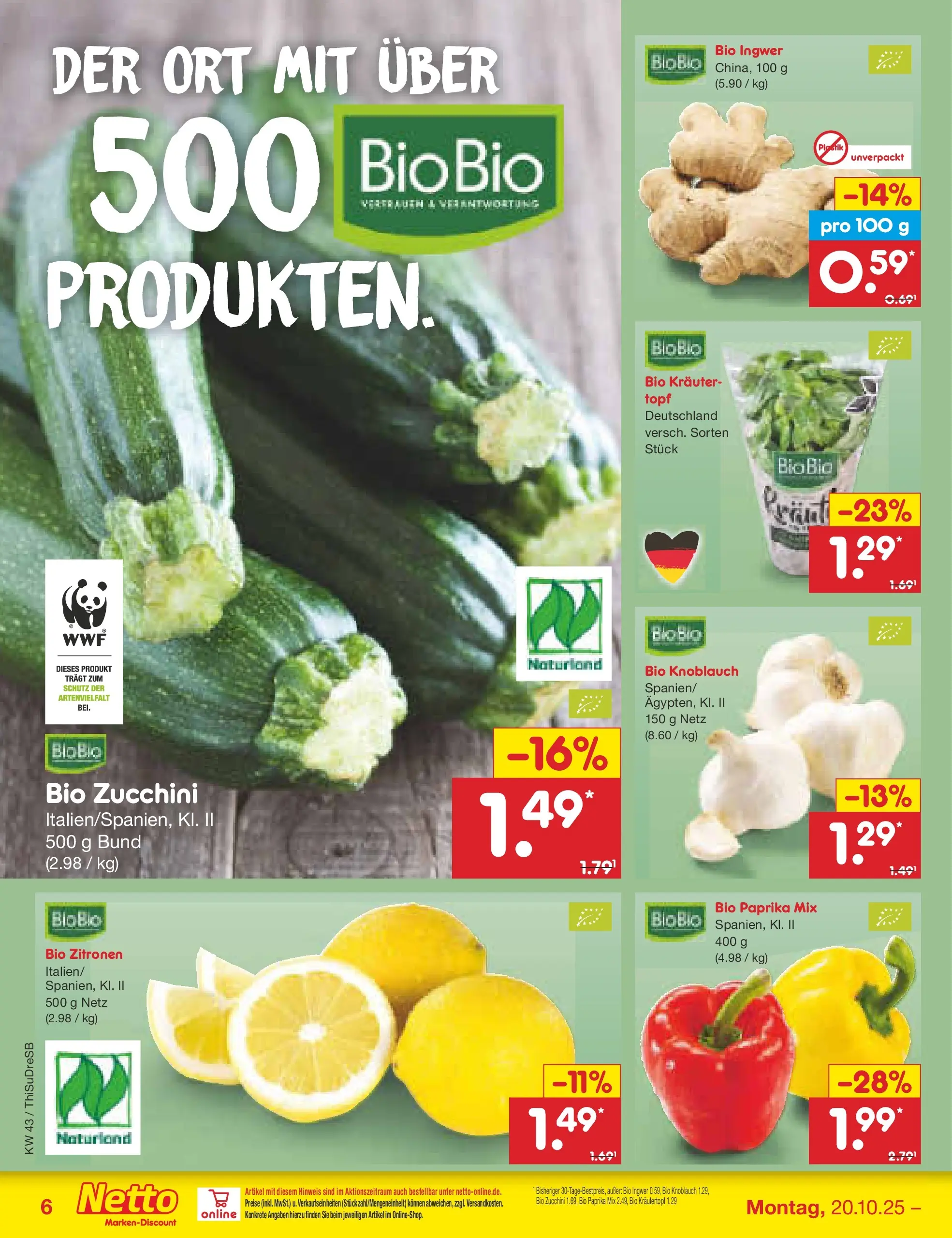 Netto Marken-Discount prospekt Pirna (ab 20.10.2025) » Angebote | Seite: 8 | Produkte: Paprika, Knoblauch, Zucchini, Zitronen Netto Marken-Discount prospekt Pirna (ab 20.10.2025) » Angebote | Seite: 8 | Produkte: Paprika, Knoblauch, Zucchini, Zitronen