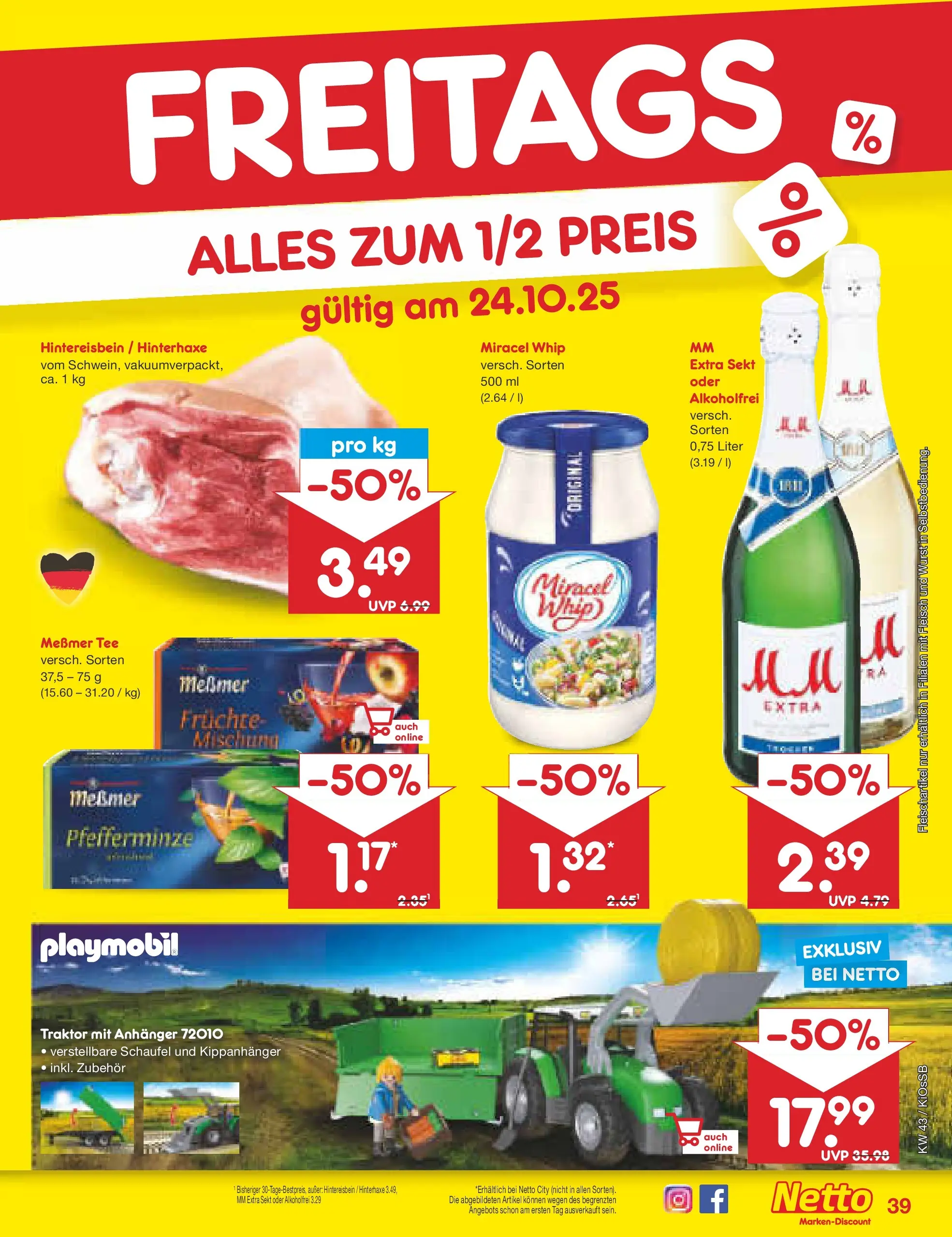 Netto Marken-Discount prospekt Oberhaid	 (ab 19.10.2025) » Angebote | Seite: 47 | Produkte: Sekt, Miracel whip, Wurst, Tee