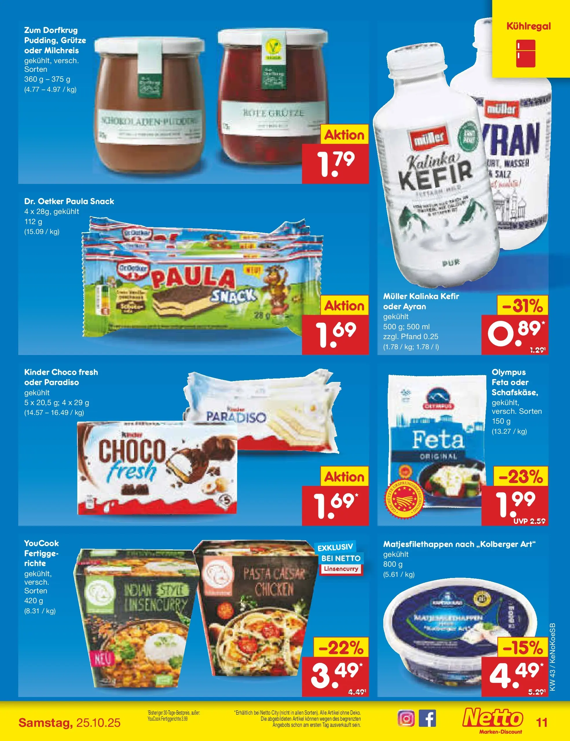 Netto Marken-Discount prospekt Bonn	 (ab 19.10.2025) » Angebote | Seite: 11 | Produkte: Youcook, Feta, Fertiggerichte, Pasta