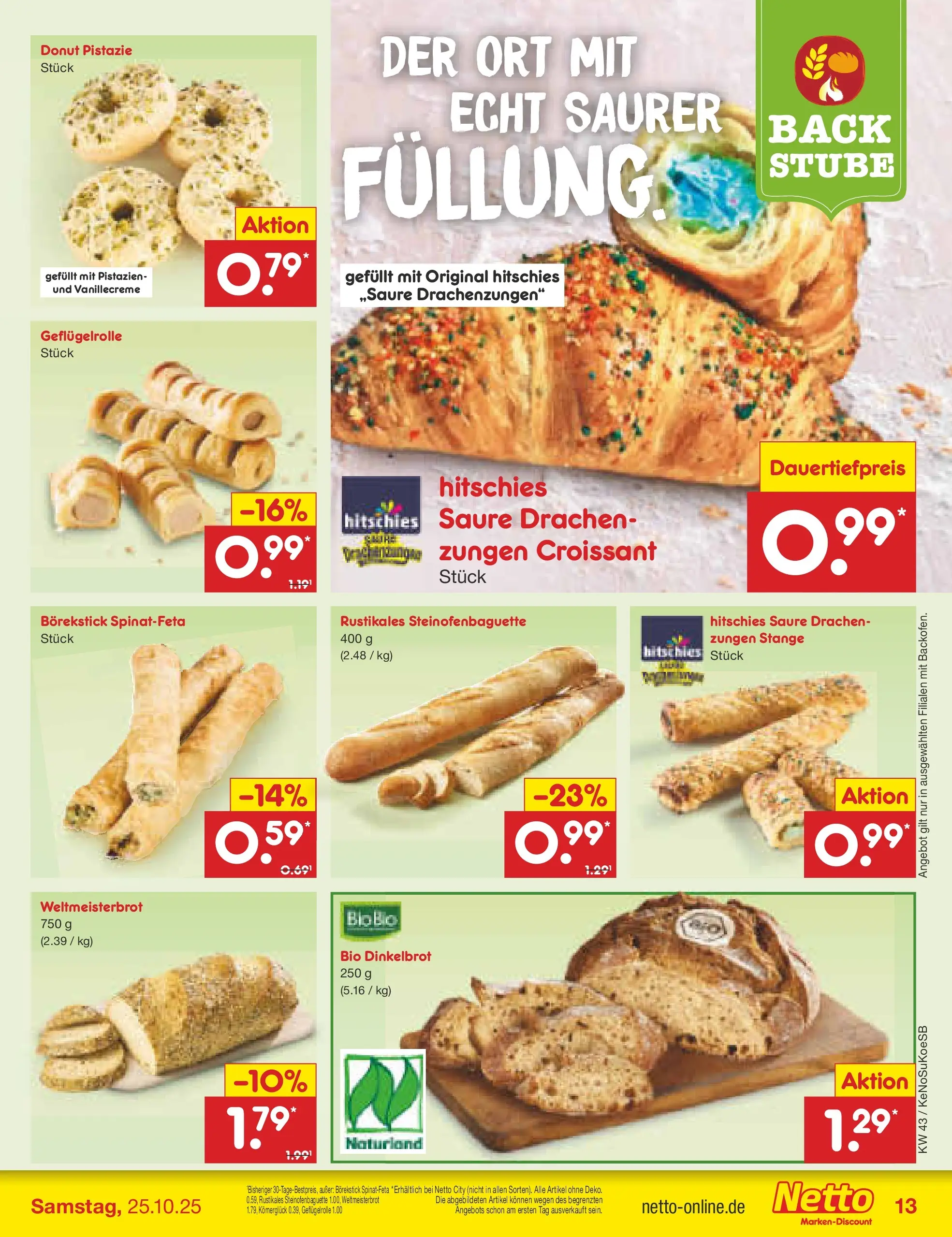 Netto Marken-Discount prospekt Kruft	 (ab 19.10.2025) » Angebote | Seite: 13 | Produkte: Pistazien, Croissant
