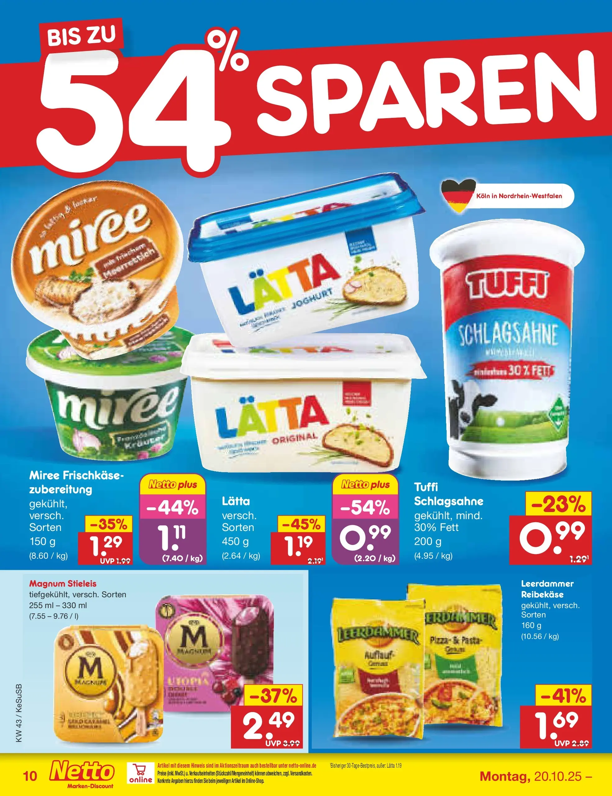 Netto Marken-Discount prospekt Kruft	 (ab 19.10.2025) » Angebote | Seite: 10 | Produkte: Leerdammer, Pizza, Reibekase, Frischkase