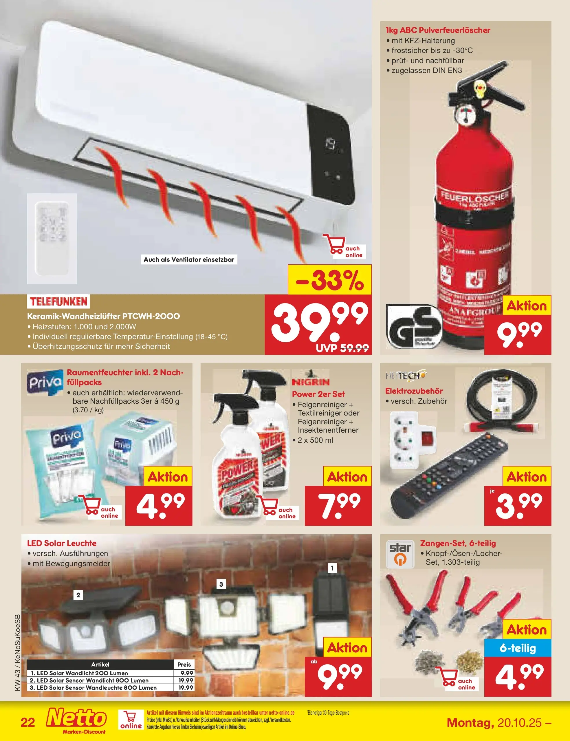 Netto Marken-Discount prospekt Kruft	 (ab 19.10.2025) » Angebote | Seite: 26 | Produkte: Ventilator, Wandleuchte