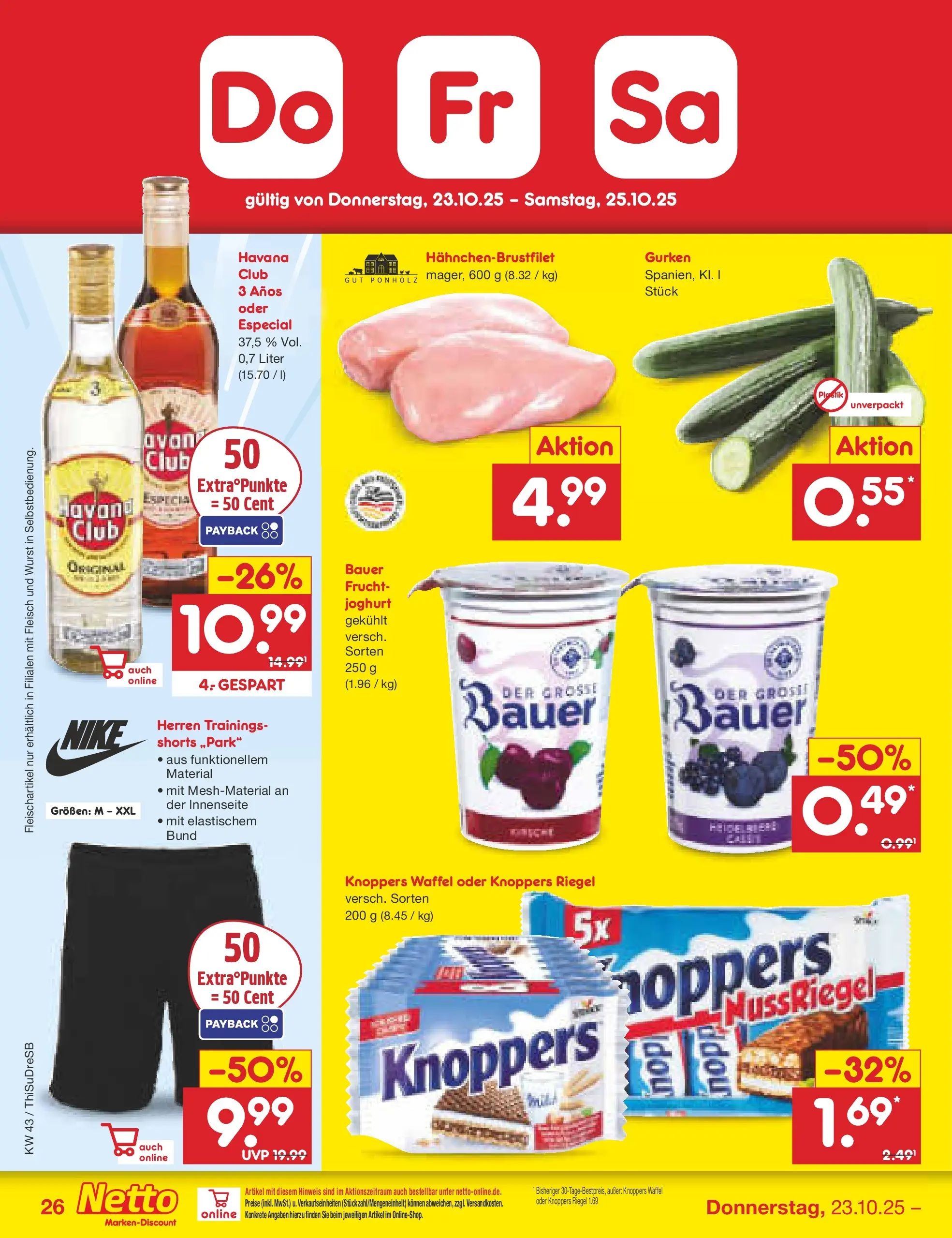 Netto Marken-Discount prospekt Pirna (ab 20.10.2025) » Angebote | Seite: 36 | Produkte: Joghurt, Knoppers, Fleisch, Gurken Netto Marken-Discount prospekt Pirna (ab 20.10.2025) » Angebote | Seite: 36 | Produkte: Joghurt, Knoppers, Fleisch, Gurken
