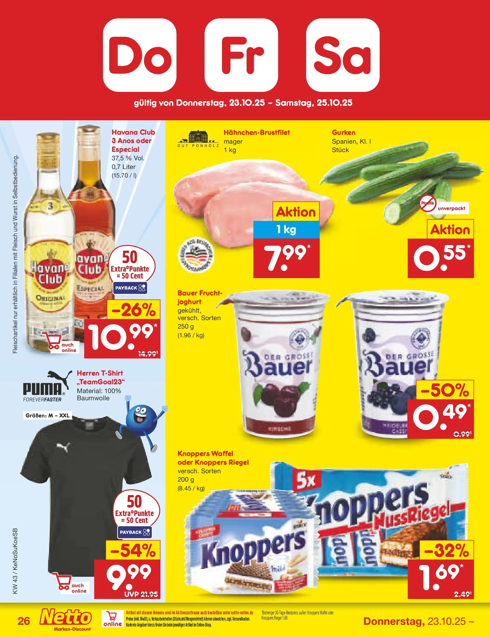 Netto Marken-Discount prospekt Kruft	 (ab 19.10.2025) » Angebote | Seite: 30 | Produkte: Havana club, Joghurt, Fleisch, Gurken