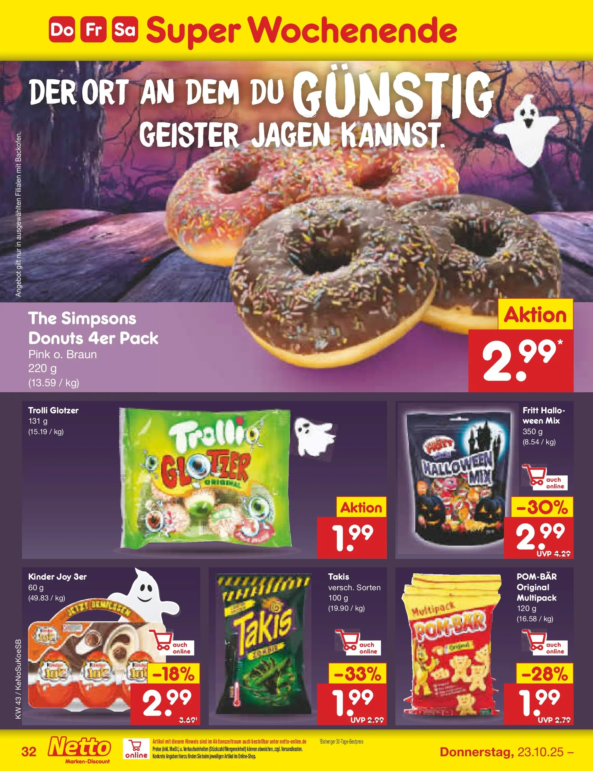 Netto Marken-Discount prospekt Kruft	 (ab 19.10.2025) » Angebote | Seite: 36 | Produkte: Kinder joy, Donuts