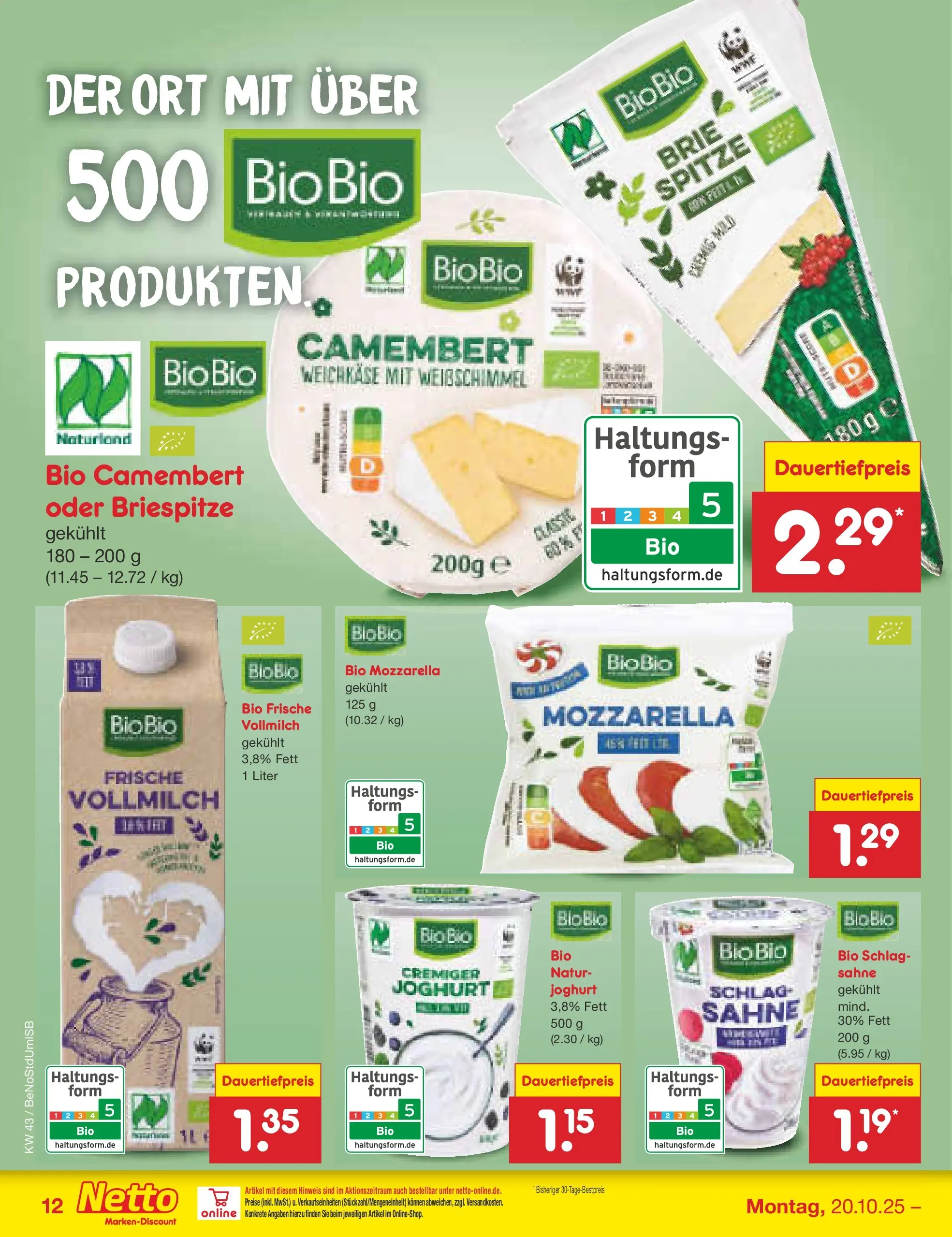 Netto Marken-Discount prospekt Berlin-Spandau (ab 19.10.2025) » Angebote | Seite: 14 | Produkte: Joghurt, Mozzarella, Sahne Netto Marken-Discount prospekt Berlin-Spandau (ab 19.10.2025) » Angebote | Seite: 14 | Produkte: Joghurt, Mozzarella, Sahne