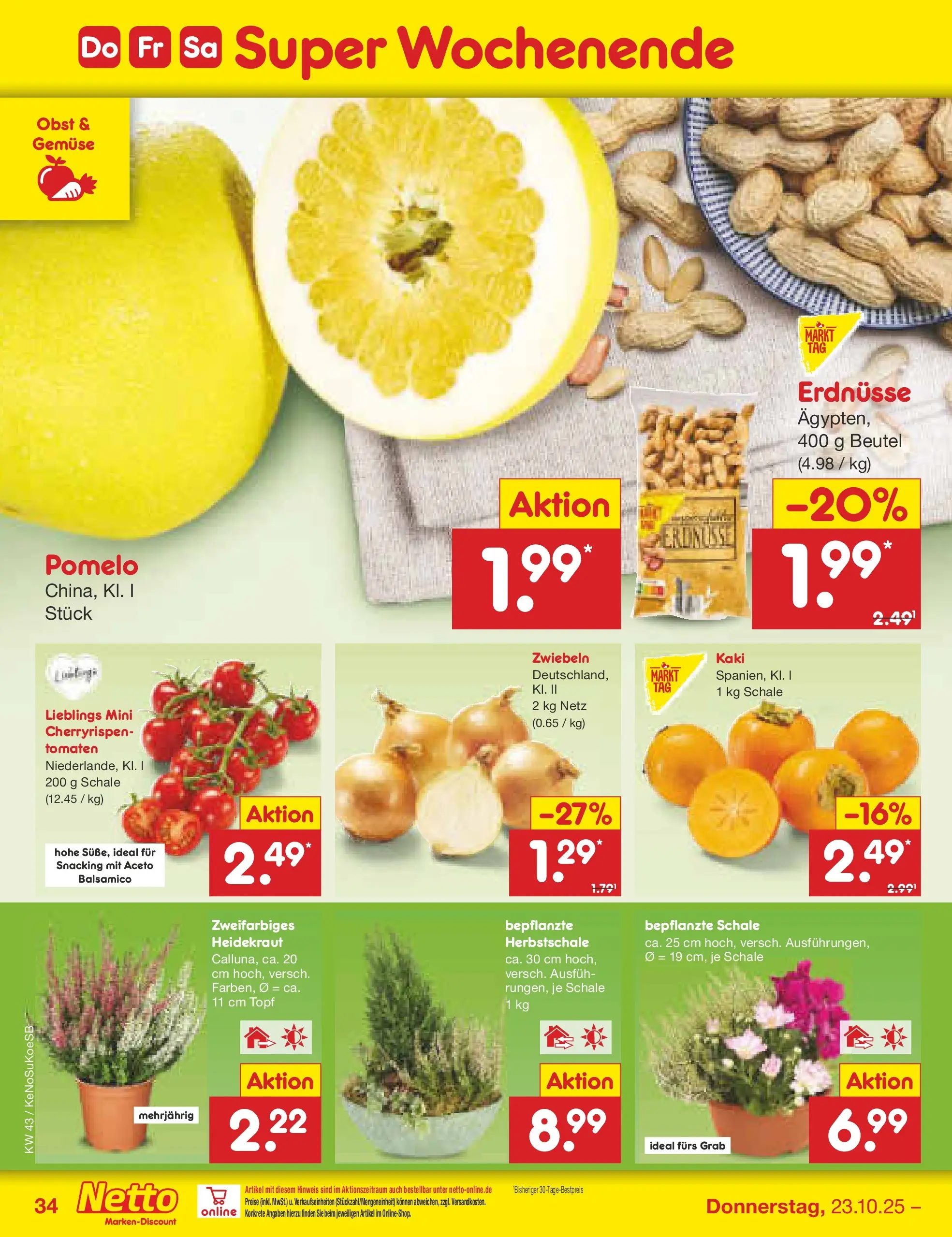 Netto Marken-Discount prospekt Kruft	 (ab 19.10.2025) » Angebote | Seite: 38 | Produkte: Erdnüsse, Balsamico, Tomaten, Obst