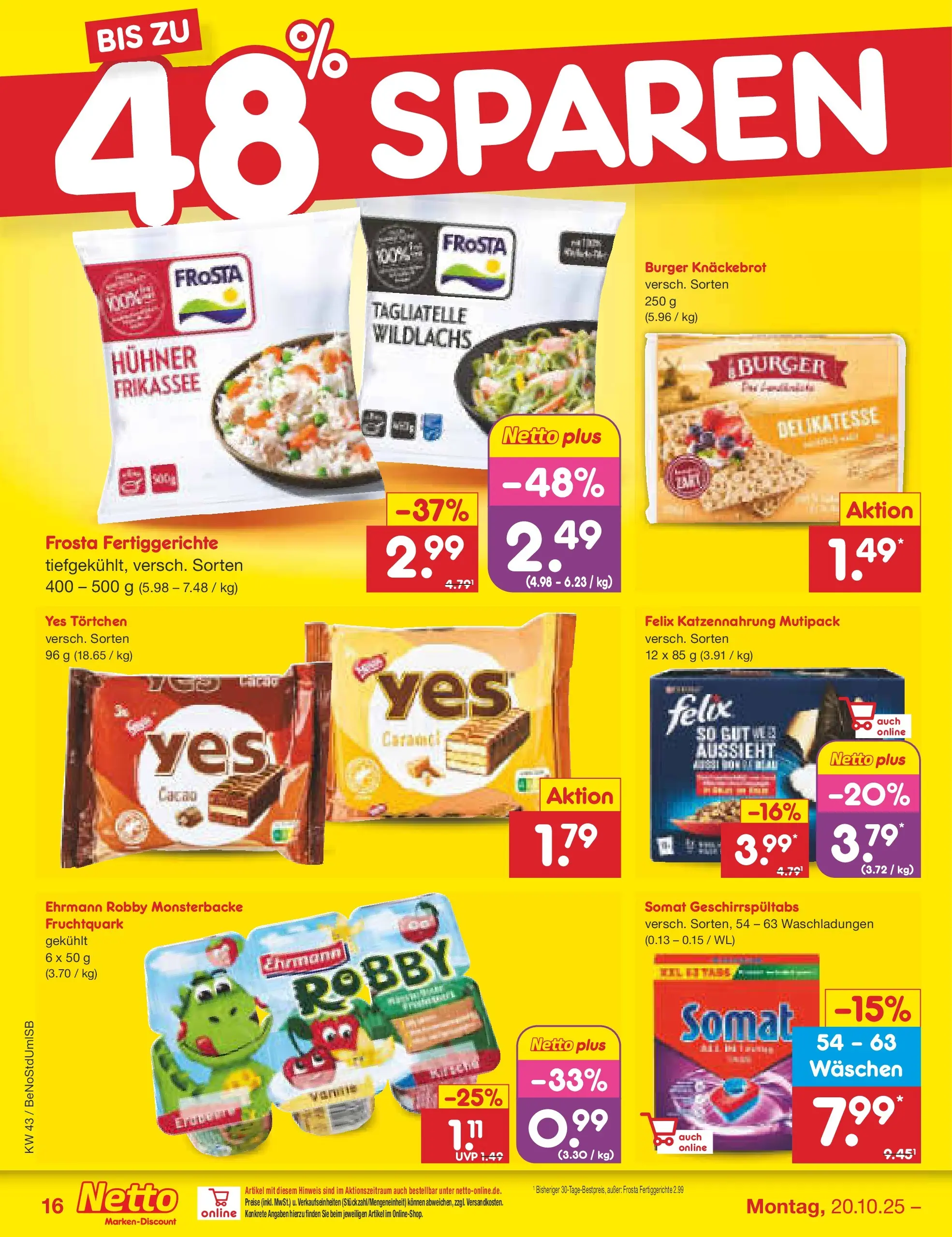 Netto Marken-Discount prospekt Berlin-Spandau (ab 19.10.2025) » Angebote | Seite: 18 | Produkte: Burger, Frosta, Fertiggerichte Netto Marken-Discount prospekt Berlin-Spandau (ab 19.10.2025) » Angebote | Seite: 18 | Produkte: Burger, Frosta, Fertiggerichte