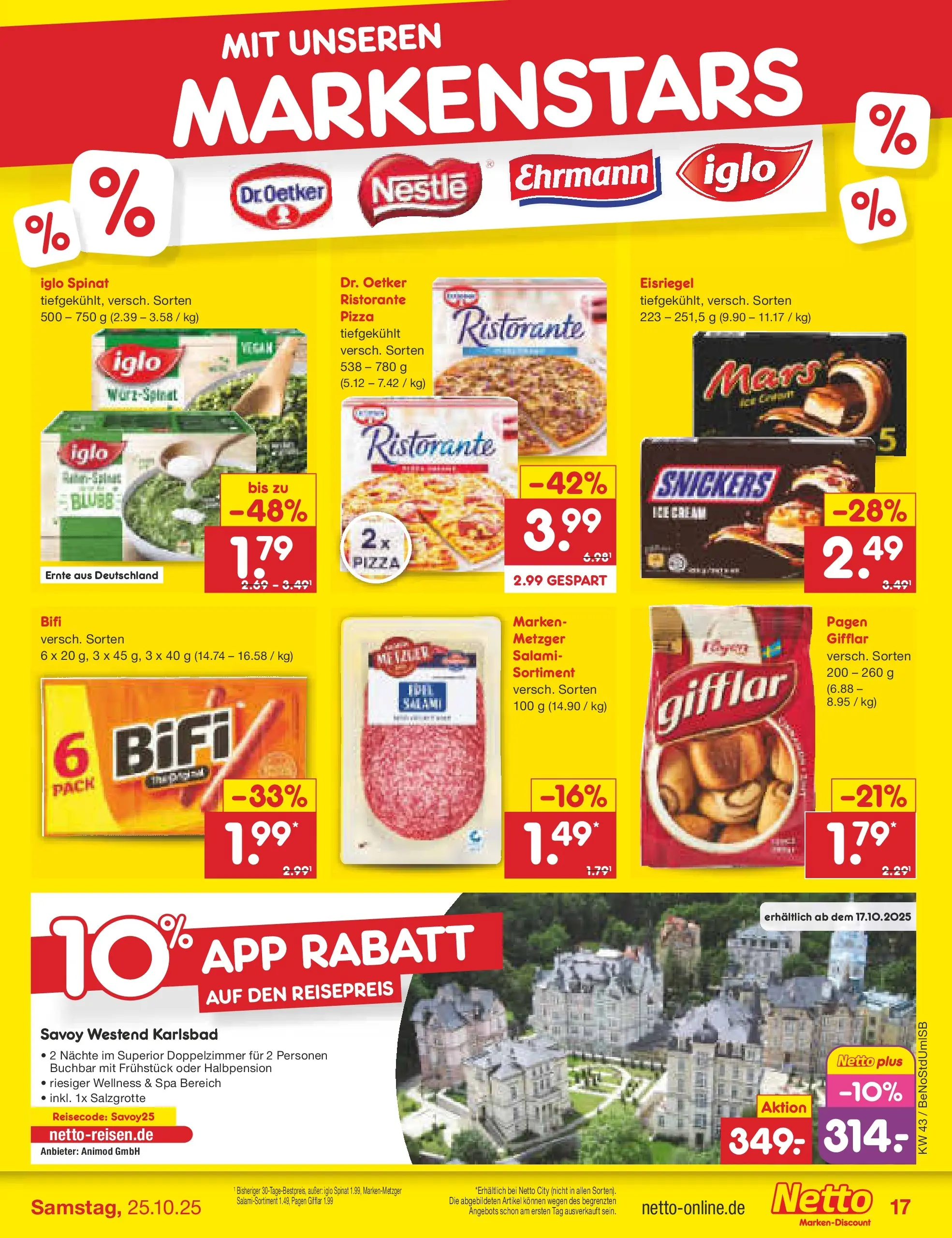 Netto Marken-Discount prospekt Berlin-Spandau (ab 19.10.2025) » Angebote | Seite: 19 | Produkte: Ristorante, Mars, Salami, Pizza Netto Marken-Discount prospekt Berlin-Spandau (ab 19.10.2025) » Angebote | Seite: 19 | Produkte: Ristorante, Mars, Salami, Pizza