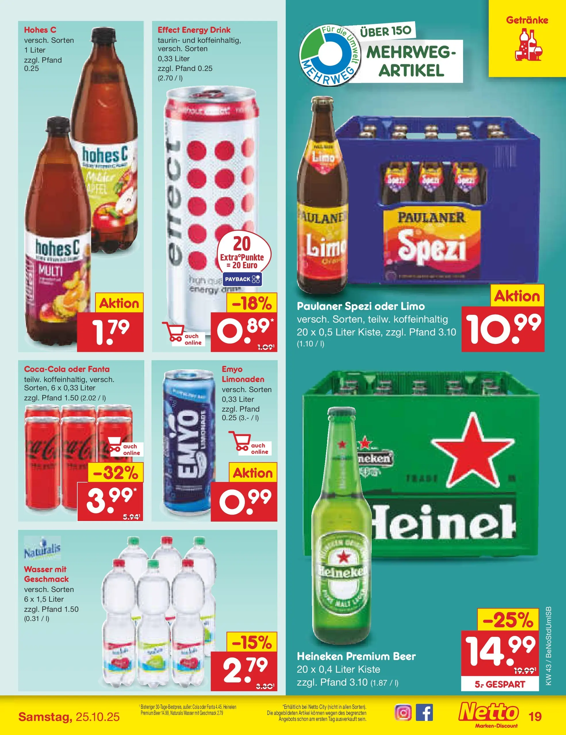 Netto Marken-Discount prospekt Berlin-Spandau (ab 19.10.2025) » Angebote | Seite: 21 | Produkte: Fanta, Äpfel, Wasser, Hohes c Netto Marken-Discount prospekt Berlin-Spandau (ab 19.10.2025) » Angebote | Seite: 21 | Produkte: Fanta, Äpfel, Wasser, Hohes c