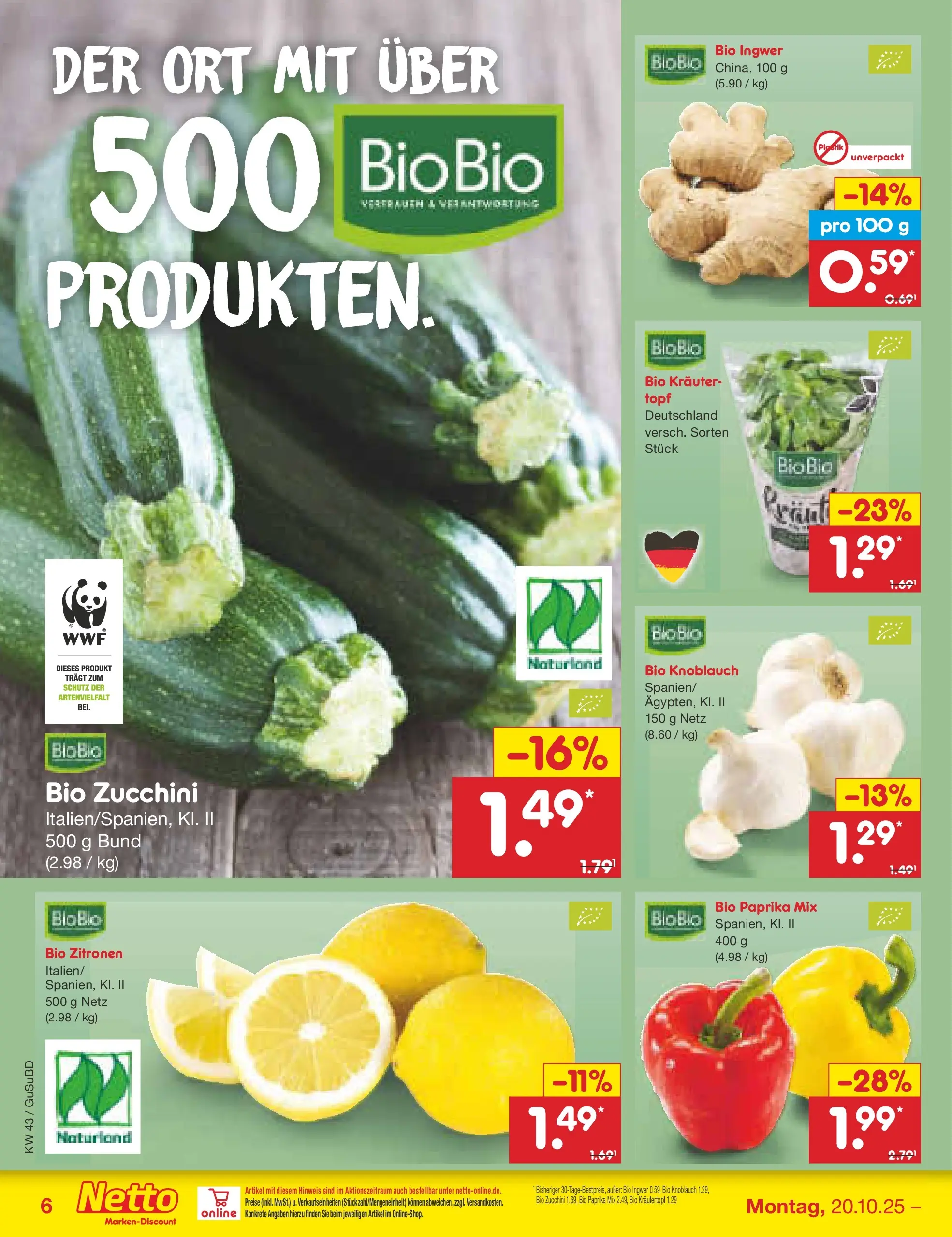 Netto Marken-Discount prospekt Glauchau (ab 19.10.2025) » Angebote | Seite: 8 | Produkte: Paprika, Knoblauch, Zucchini, Zitronen Netto Marken-Discount prospekt Glauchau (ab 19.10.2025) » Angebote | Seite: 8 | Produkte: Paprika, Knoblauch, Zucchini, Zitronen