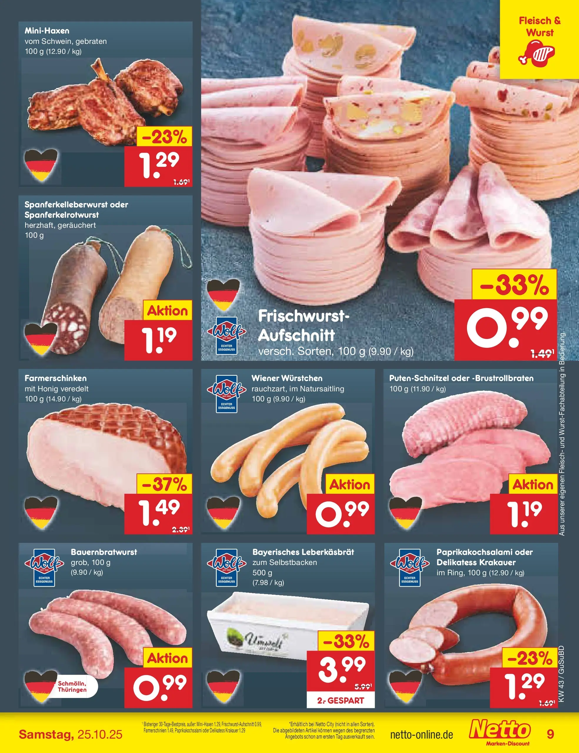 Netto Marken-Discount prospekt Glauchau (ab 19.10.2025) » Angebote | Seite: 11 | Produkte: Wiener wurstchen, Putenschnitzel, Wurst, Fleisch Netto Marken-Discount prospekt Glauchau (ab 19.10.2025) » Angebote | Seite: 11 | Produkte: Wiener wurstchen, Putenschnitzel, Wurst, Fleisch