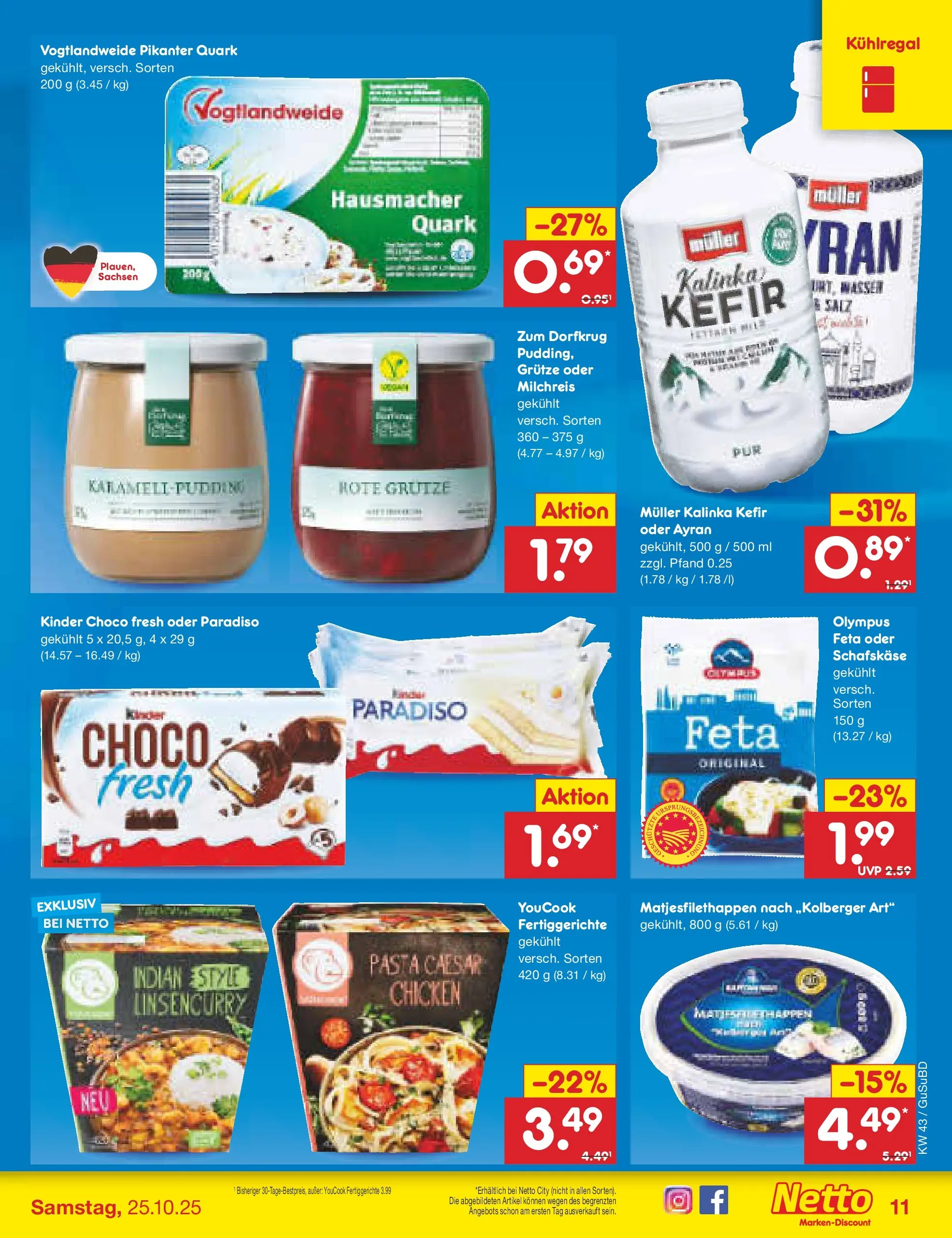 Netto Marken-Discount prospekt Glauchau (ab 19.10.2025) » Angebote | Seite: 13 | Produkte: Quark, Fertiggerichte, Pasta, Schafskase Netto Marken-Discount prospekt Glauchau (ab 19.10.2025) » Angebote | Seite: 13 | Produkte: Quark, Fertiggerichte, Pasta, Schafskase