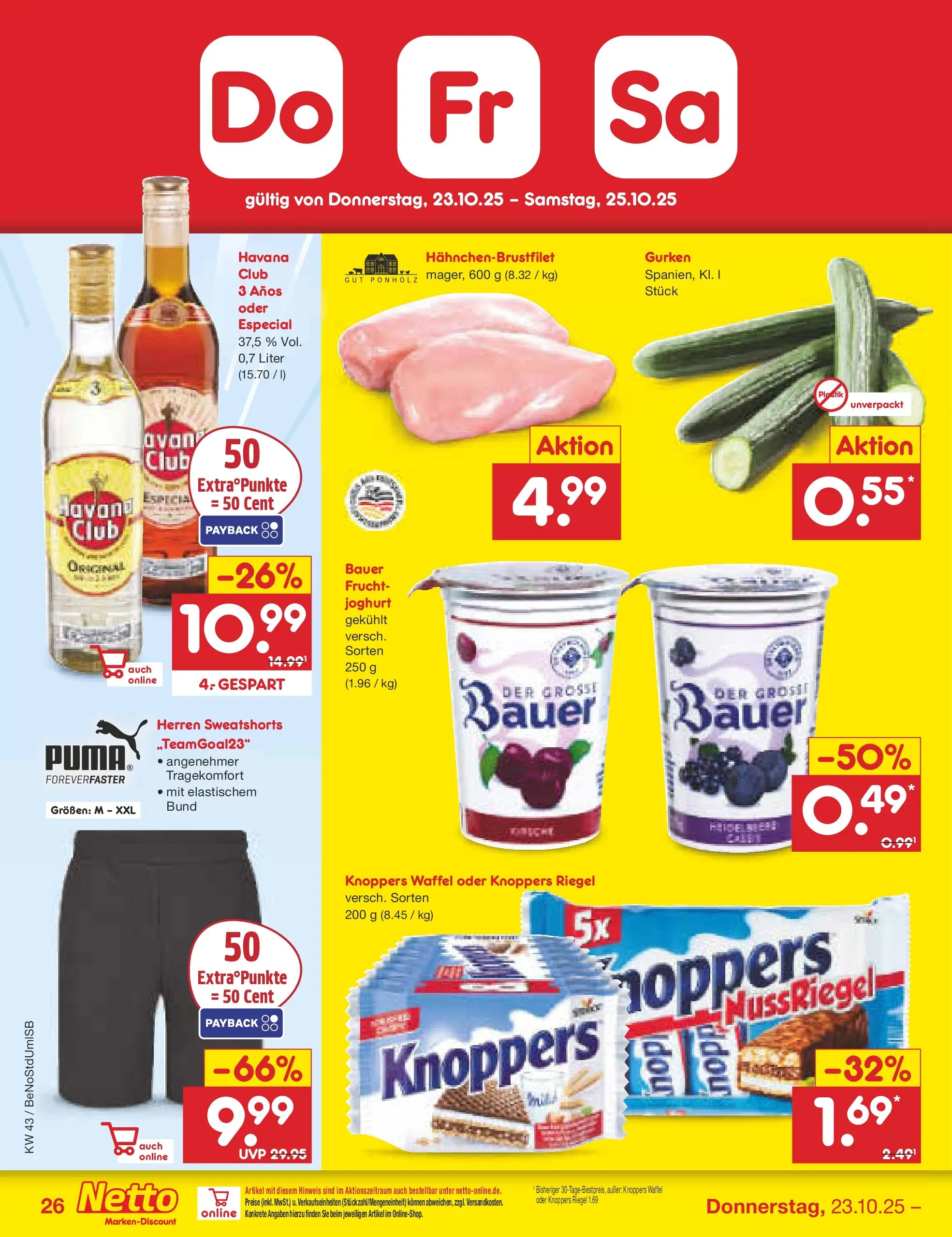 Netto Marken-Discount prospekt Berlin-Spandau (ab 19.10.2025) » Angebote | Seite: 36 | Produkte: Sweatshorts, Joghurt, Knoppers, Gurken Netto Marken-Discount prospekt Berlin-Spandau (ab 19.10.2025) » Angebote | Seite: 36 | Produkte: Sweatshorts, Joghurt, Knoppers, Gurken