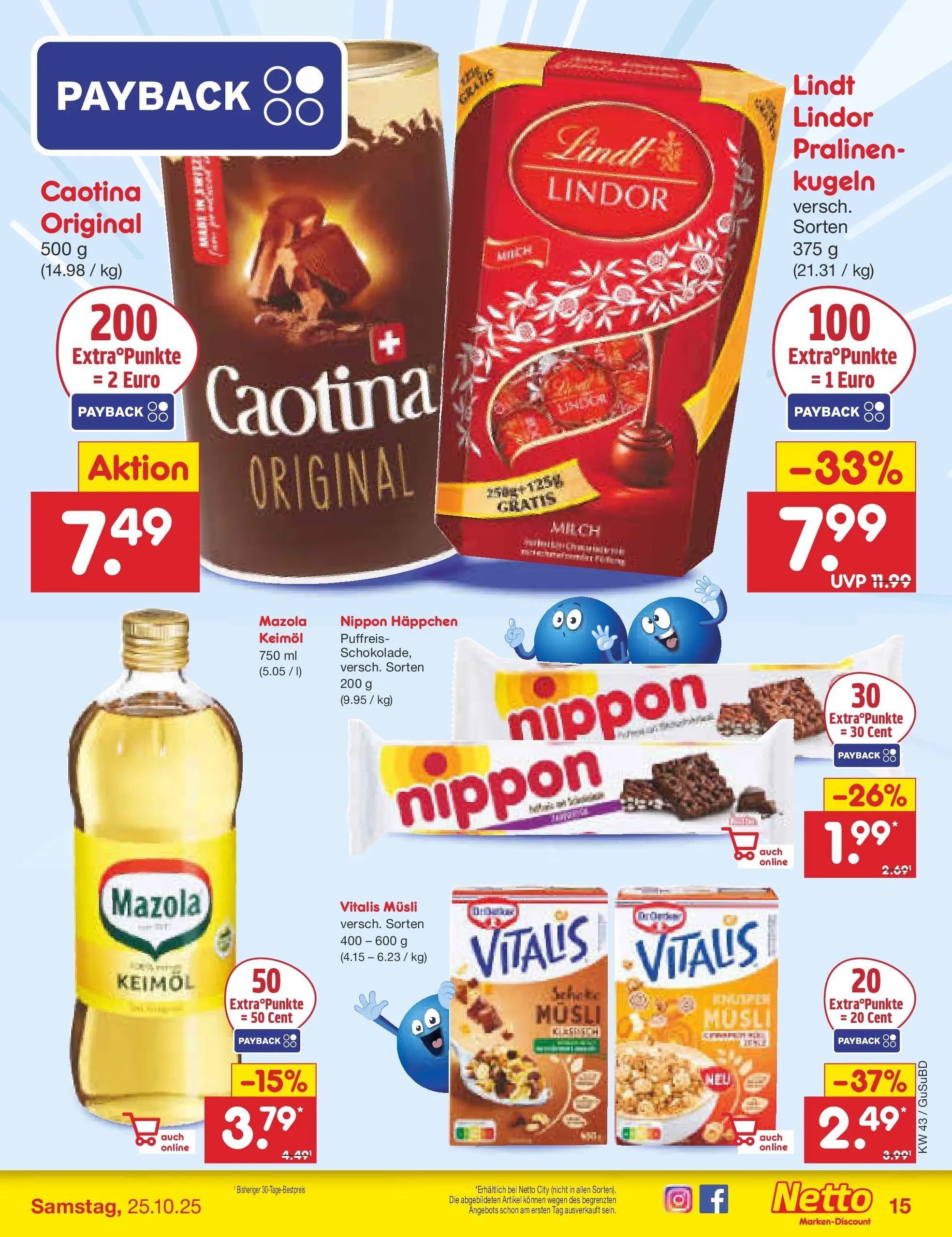 Netto Marken-Discount prospekt Glauchau (ab 19.10.2025) » Angebote | Seite: 17 | Produkte: Musli, Milch, Lindt Netto Marken-Discount prospekt Glauchau (ab 19.10.2025) » Angebote | Seite: 17 | Produkte: Musli, Milch, Lindt