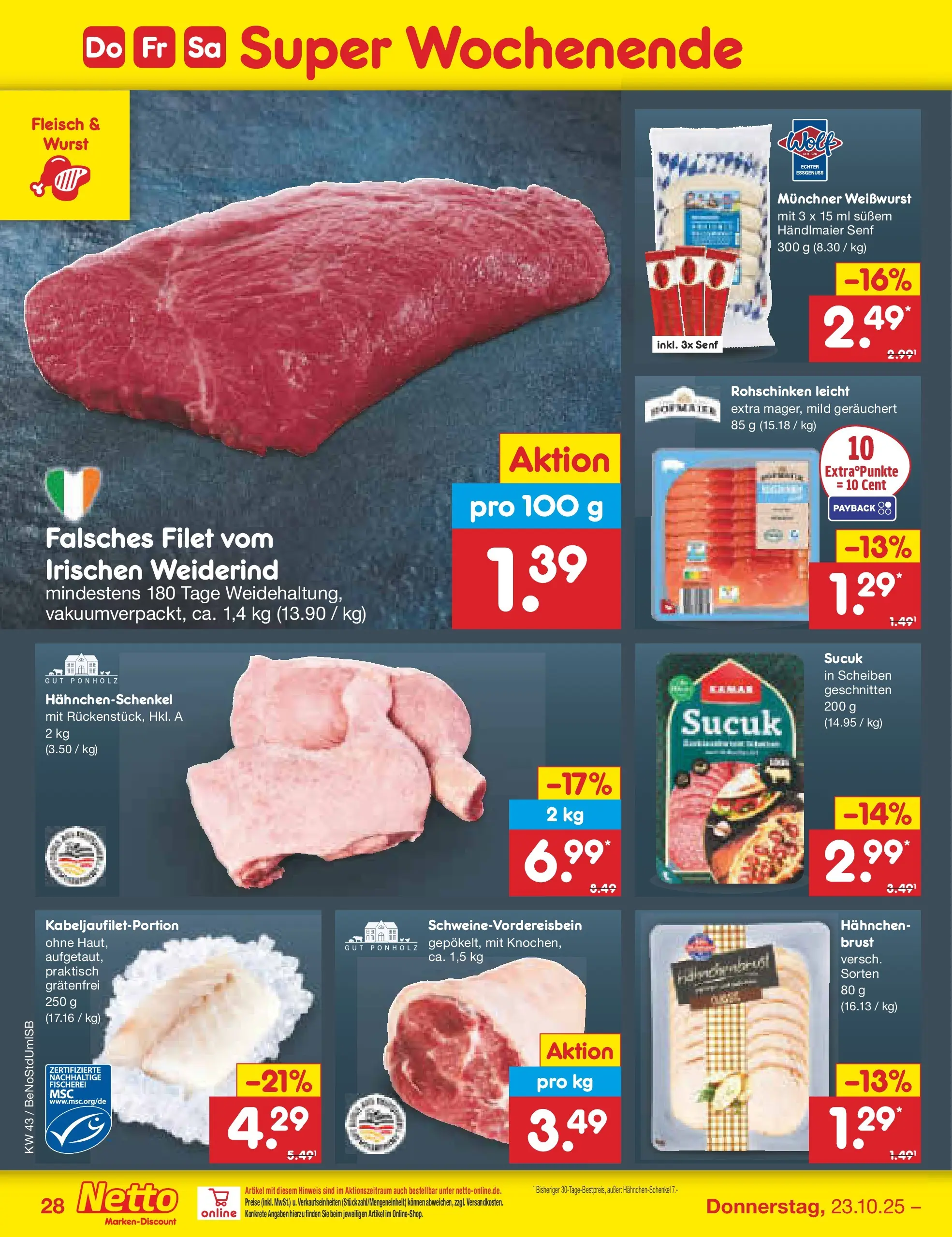 Netto Marken-Discount prospekt Berlin-Spandau (ab 19.10.2025) » Angebote | Seite: 38 | Produkte: Hahnchen, Weißwurst, Wurst, Hahnchenbrust Netto Marken-Discount prospekt Berlin-Spandau (ab 19.10.2025) » Angebote | Seite: 38 | Produkte: Hahnchen, Weißwurst, Wurst, Hahnchenbrust
