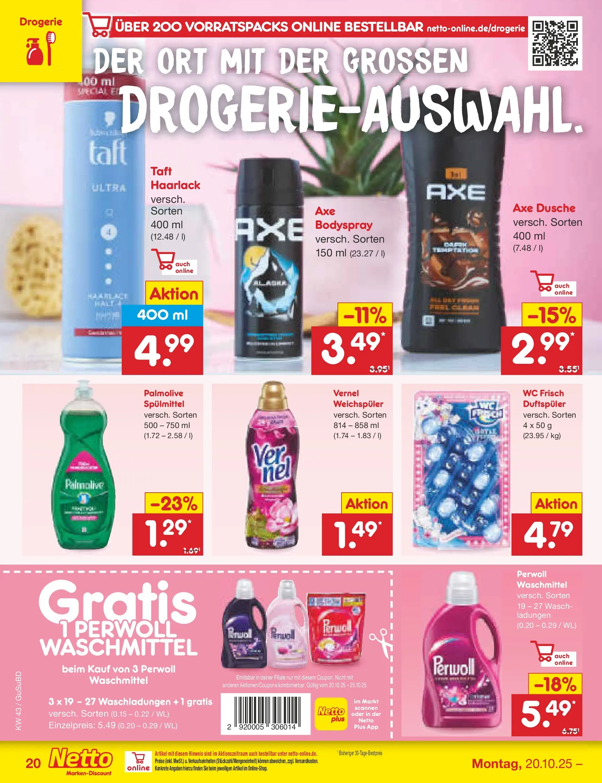Netto Marken-Discount prospekt Glauchau (ab 19.10.2025) » Angebote | Seite: 24 | Produkte: Weichspüler, Waschmittel, Wc frisch, Vernel Netto Marken-Discount prospekt Glauchau (ab 19.10.2025) » Angebote | Seite: 24 | Produkte: Weichspüler, Waschmittel, Wc frisch, Vernel