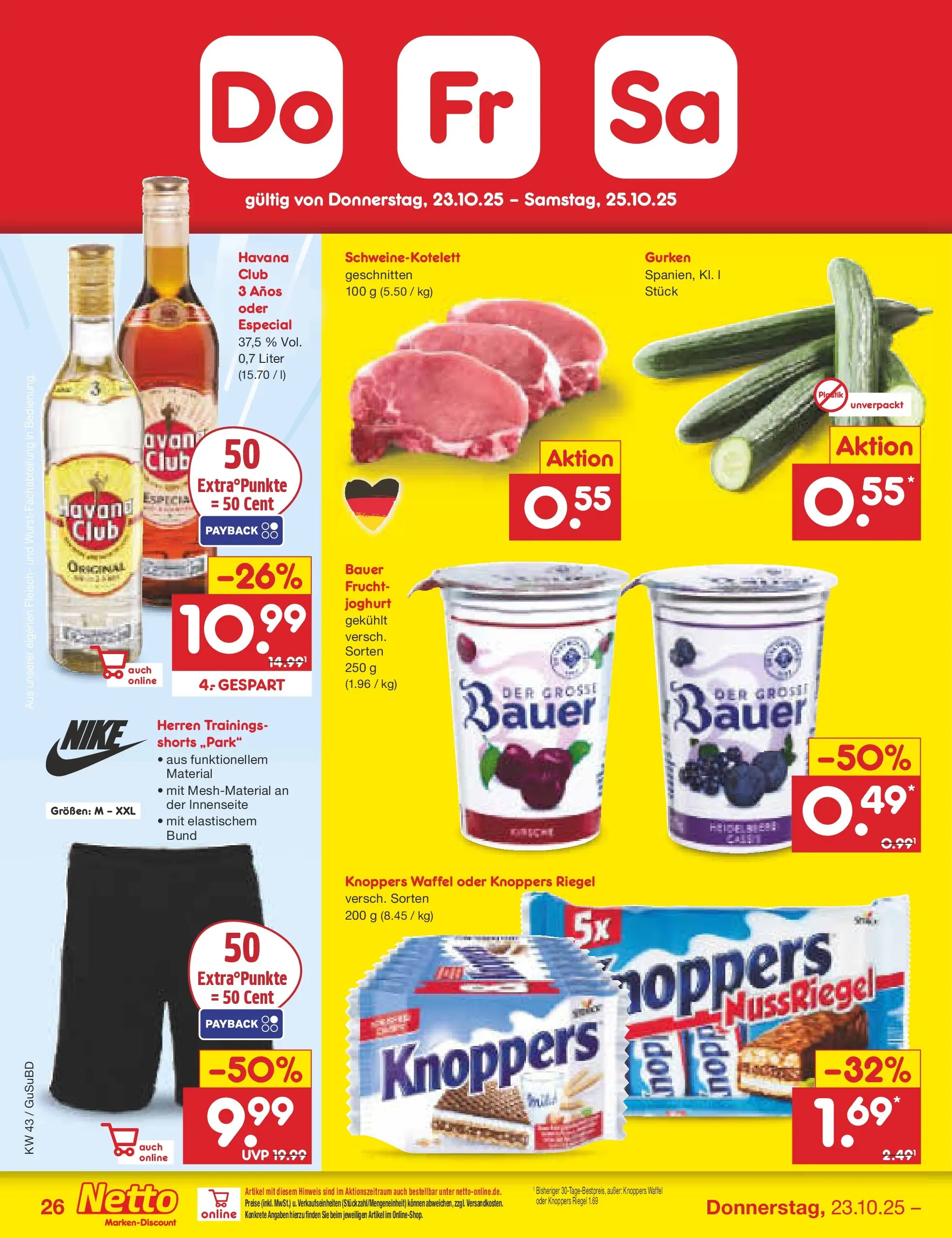 Netto Marken-Discount prospekt Glauchau (ab 19.10.2025) » Angebote | Seite: 36 | Produkte: Joghurt, Knoppers, Fleisch, Gurken Netto Marken-Discount prospekt Glauchau (ab 19.10.2025) » Angebote | Seite: 36 | Produkte: Joghurt, Knoppers, Fleisch, Gurken