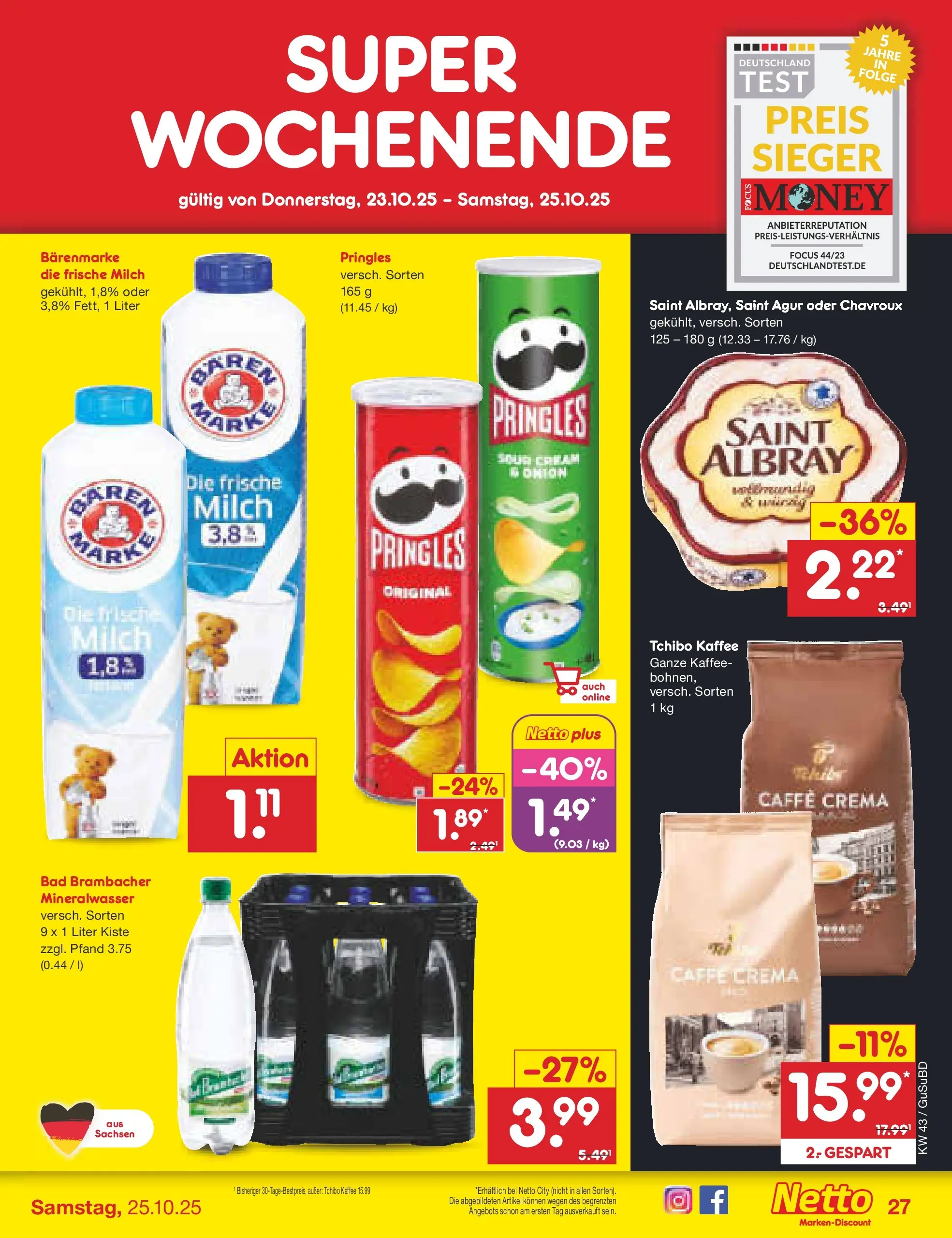 Netto Marken-Discount prospekt Glauchau (ab 19.10.2025) » Angebote | Seite: 37 | Produkte: Kaffee, Bad, Mineralwasser, Pringles Netto Marken-Discount prospekt Glauchau (ab 19.10.2025) » Angebote | Seite: 37 | Produkte: Kaffee, Bad, Mineralwasser, Pringles