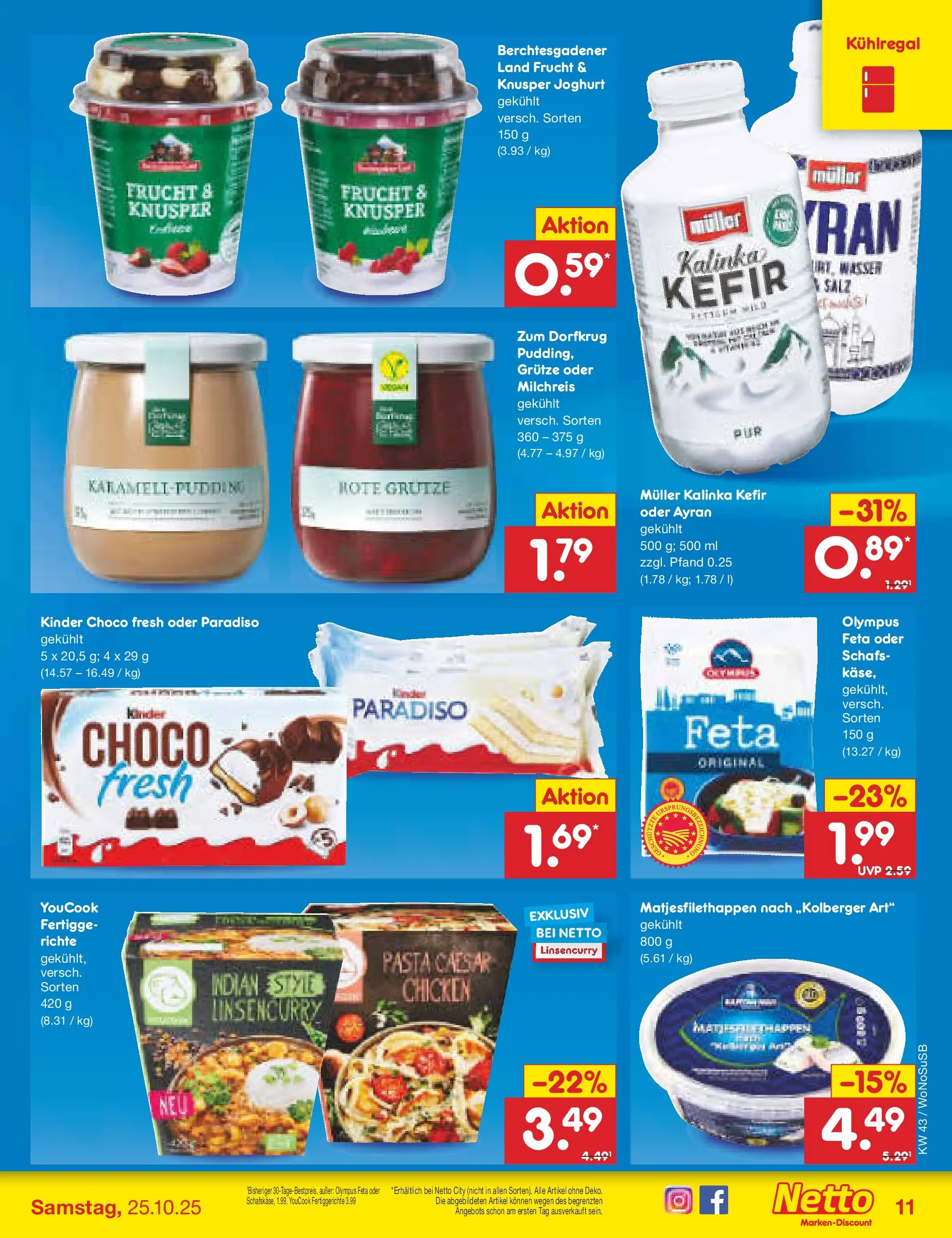 Netto Marken-Discount prospekt Frankfurt (ab 19.10.2025) » Angebote | Seite: 11 | Produkte: Youcook, Feta, Fertiggerichte, Pasta Netto Marken-Discount prospekt Frankfurt (ab 19.10.2025) » Angebote | Seite: 11 | Produkte: Youcook, Feta, Fertiggerichte, Pasta