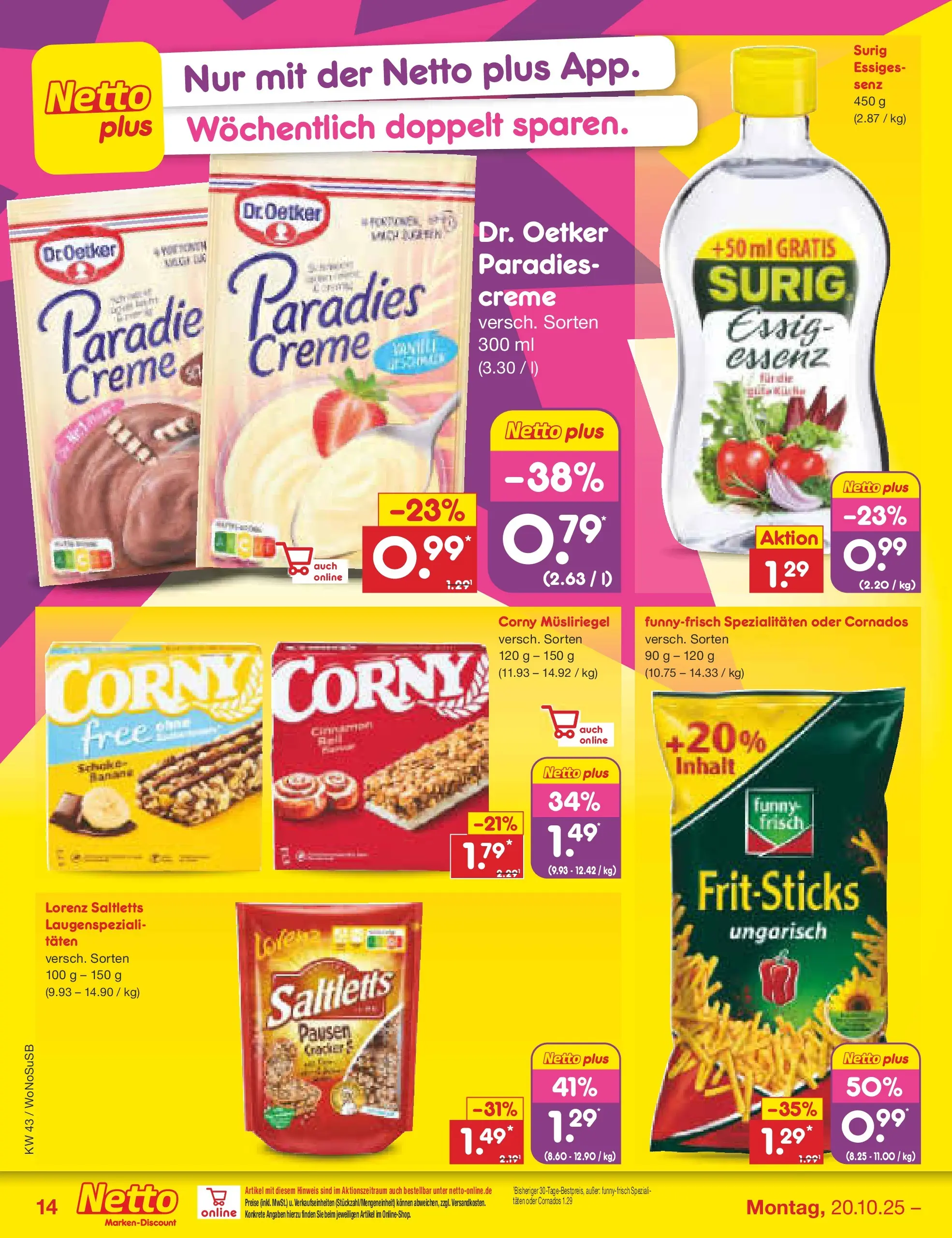 Netto Marken-Discount prospekt Frankfurt (ab 19.10.2025) » Angebote | Seite: 14 | Produkte: Essig, Creme Netto Marken-Discount prospekt Frankfurt (ab 19.10.2025) » Angebote | Seite: 14 | Produkte: Essig, Creme