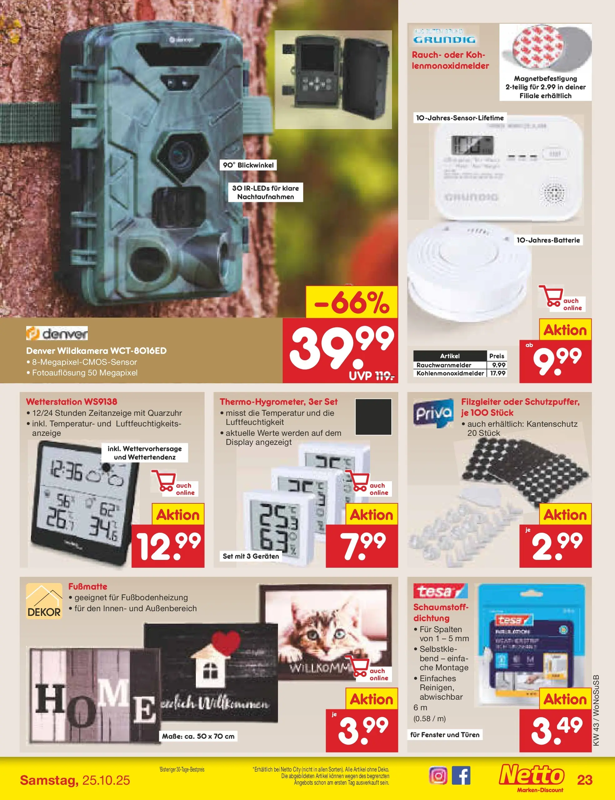 Netto Marken-Discount prospekt Frankfurt (ab 19.10.2025) » Angebote | Seite: 29 | Produkte: Wetterstation, Fußmatte Netto Marken-Discount prospekt Frankfurt (ab 19.10.2025) » Angebote | Seite: 29 | Produkte: Wetterstation, Fußmatte