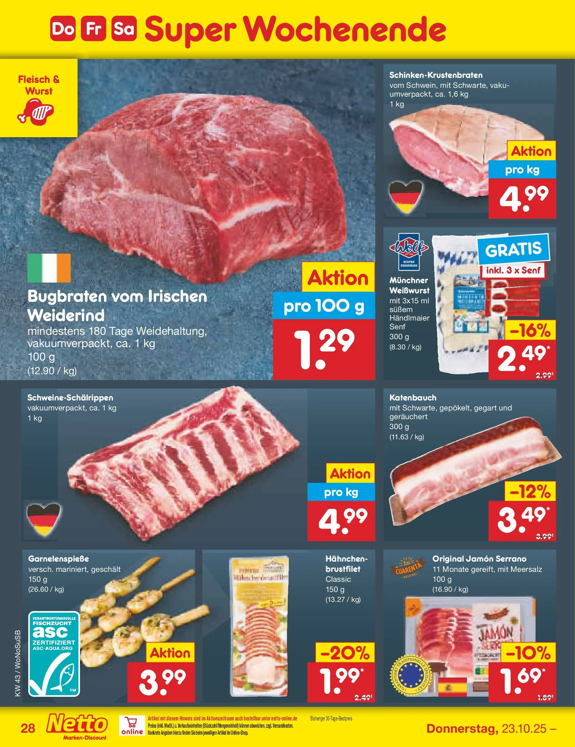 Netto Marken-Discount prospekt Frankfurt (ab 19.10.2025) » Angebote | Seite: 36 | Produkte: Hahnchen, Weißwurst, Wurst, Fleisch Netto Marken-Discount prospekt Frankfurt (ab 19.10.2025) » Angebote | Seite: 36 | Produkte: Hahnchen, Weißwurst, Wurst, Fleisch