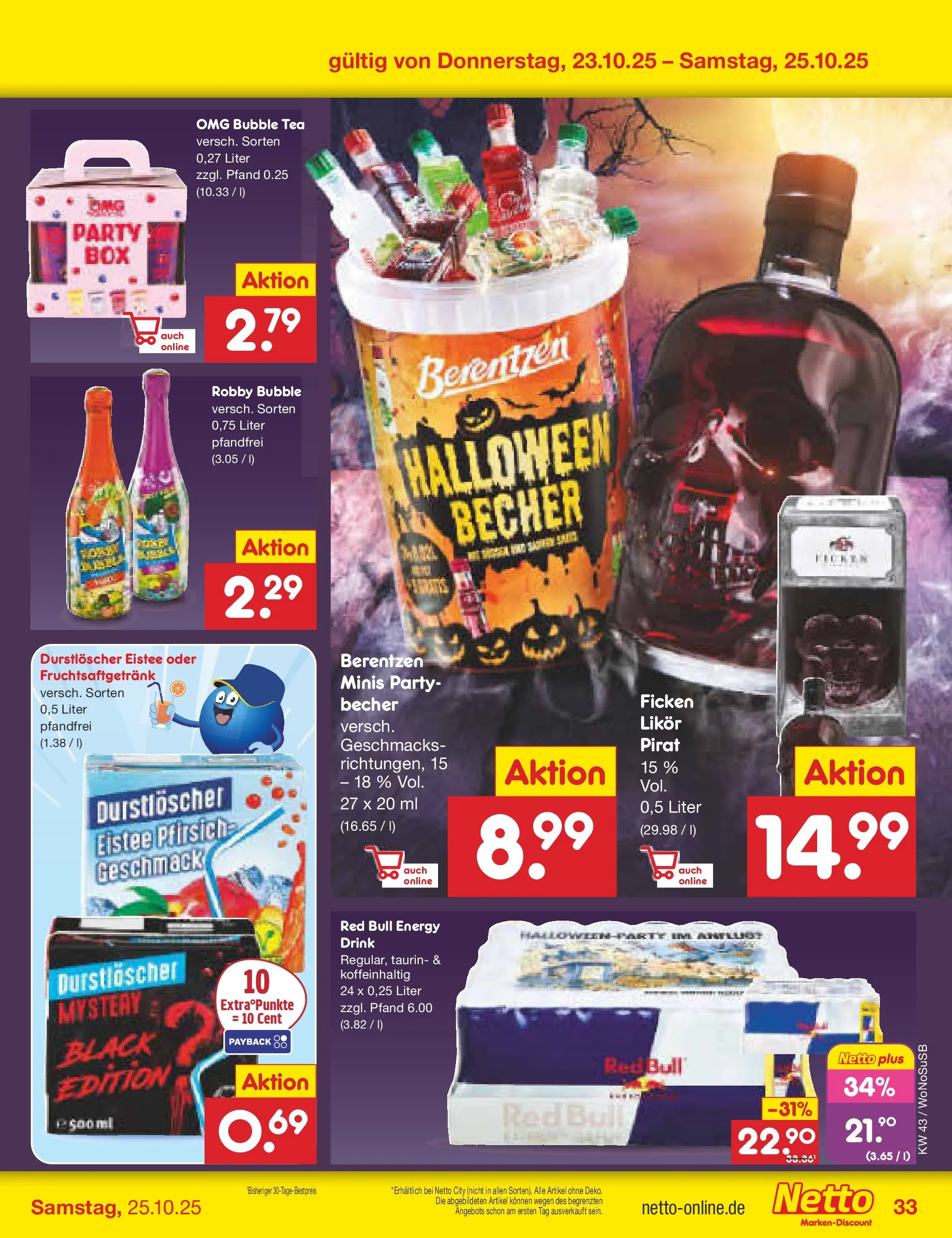 Netto Marken-Discount prospekt Frankfurt (ab 19.10.2025) » Angebote | Seite: 41 | Produkte: Durstloscher, Red bull, Likör, Berentzen Netto Marken-Discount prospekt Frankfurt (ab 19.10.2025) » Angebote | Seite: 41 | Produkte: Durstloscher, Red bull, Likör, Berentzen