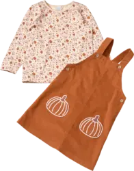ALANA Set mit Langarmshirt mit Kürbis-Muster & Cord-Latzkleid, braun + rosa, Gr. 98
