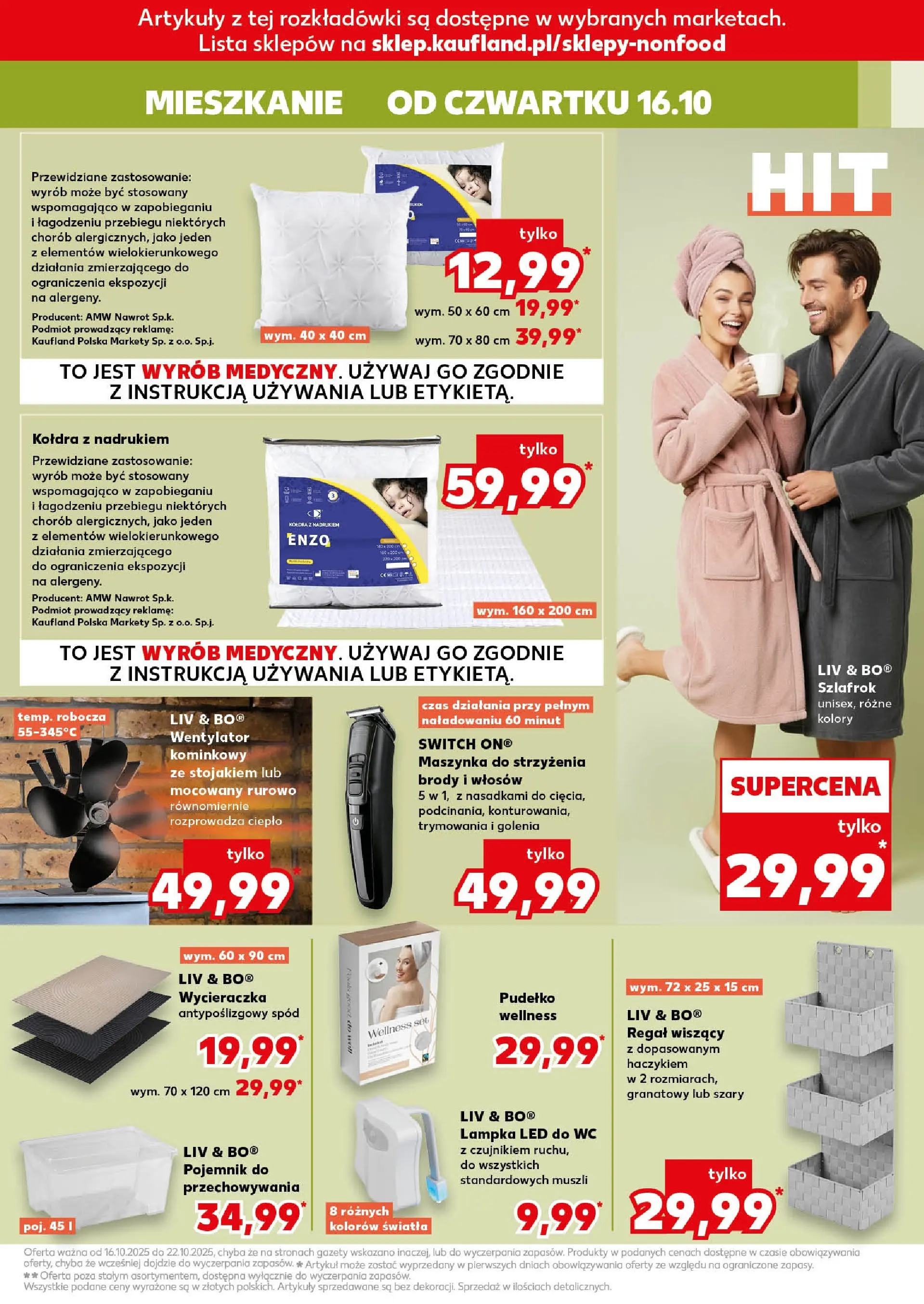 Kaufland gazetka - Mega okazje od 16.10.2025 - od jutra PDF | Strona: 13 | Produkty: Szlafrok, Wentylator, Pudełko, Regał