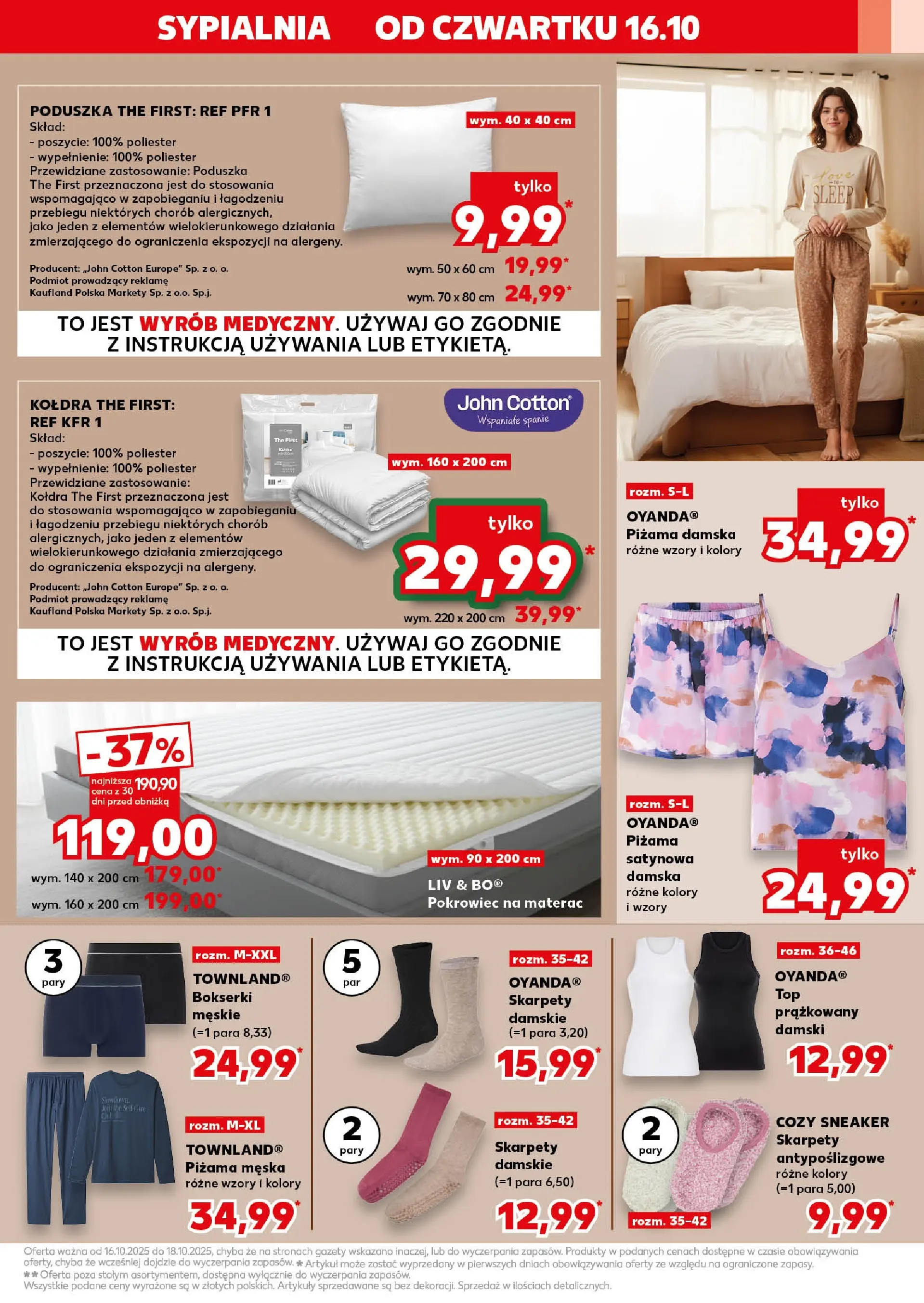 Kaufland gazetka - Mega okazje od 16.10.2025 - od jutra PDF | Strona: 15 | Produkty: Piżama, Bokserki, Materac, Poduszka