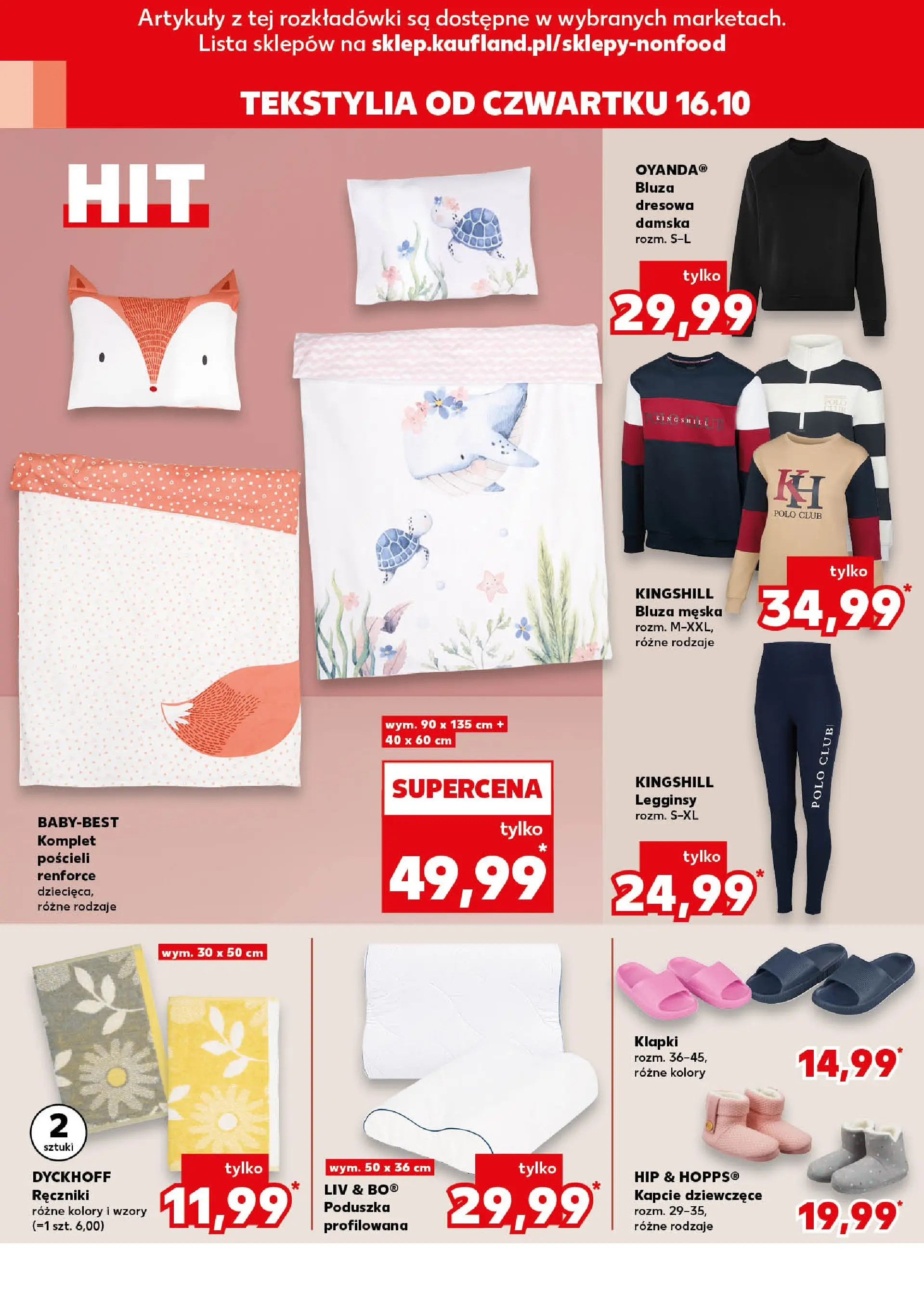 Kaufland gazetka - Mega okazje od 16.10.2025 - od jutra PDF | Strona: 16 | Produkty: Kapcie, Klapki, Poduszka, Tekstylia