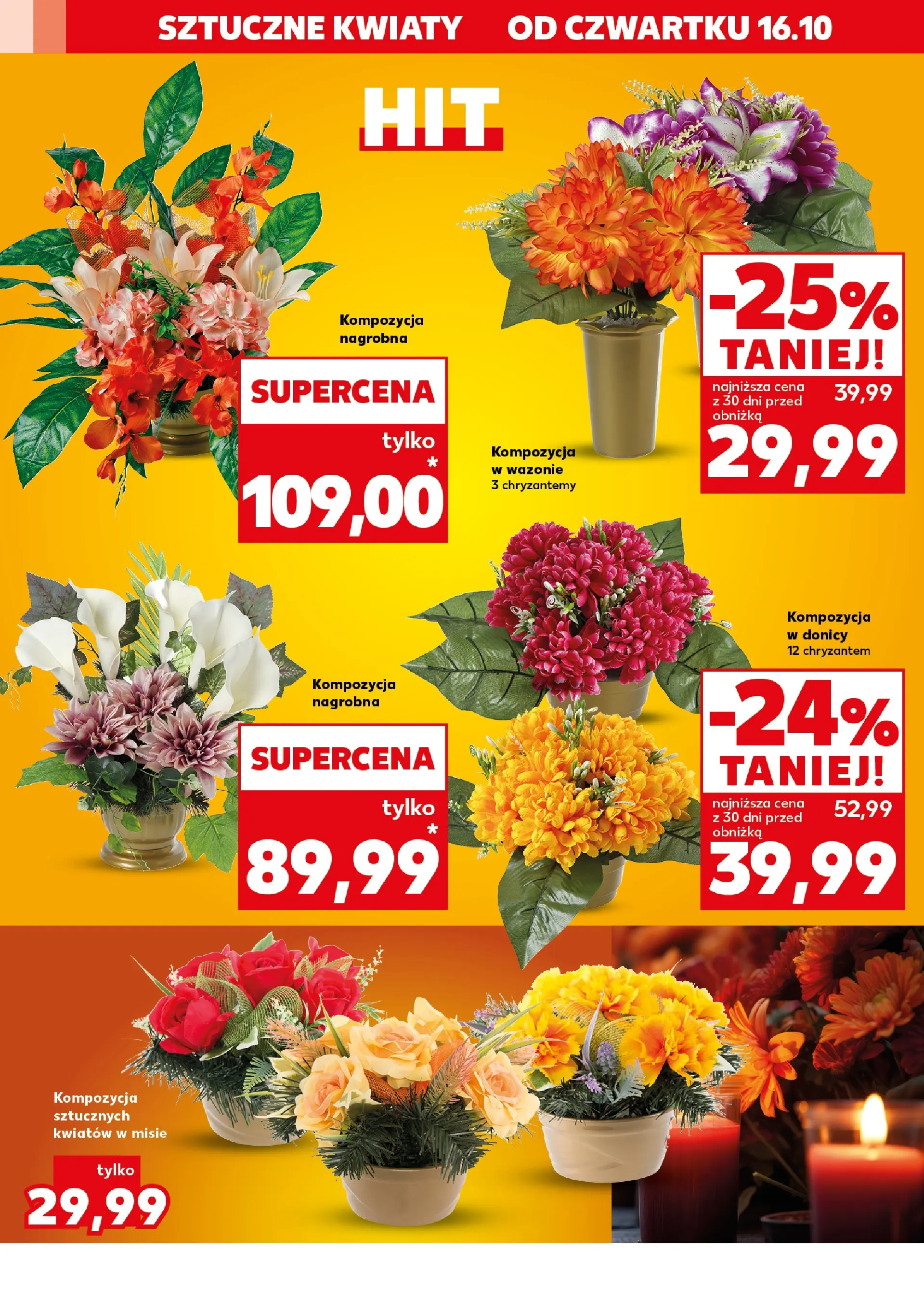 Kaufland gazetka - Znicze od 16.10.2025 - od jutra PDF | Strona: 14 | Produkty: Chryzantemy, Kwiaty