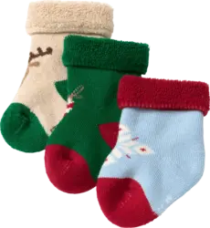 ALANA Erstlingssocken mit Weihnachts-Motiven, beige + grün + blau, Gr. 13/14
