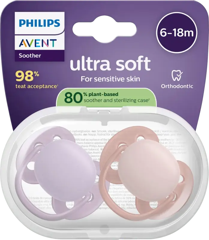 PHILIPS AVENT Schnuller ultra soft Silikon, lila/rosa, 6-18 Monate