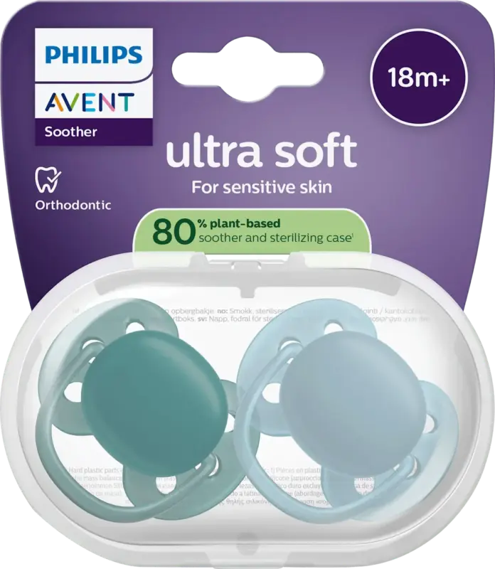 PHILIPS AVENT Schnuller ultra soft Silikon, grün/blau, ab 18 Monaten