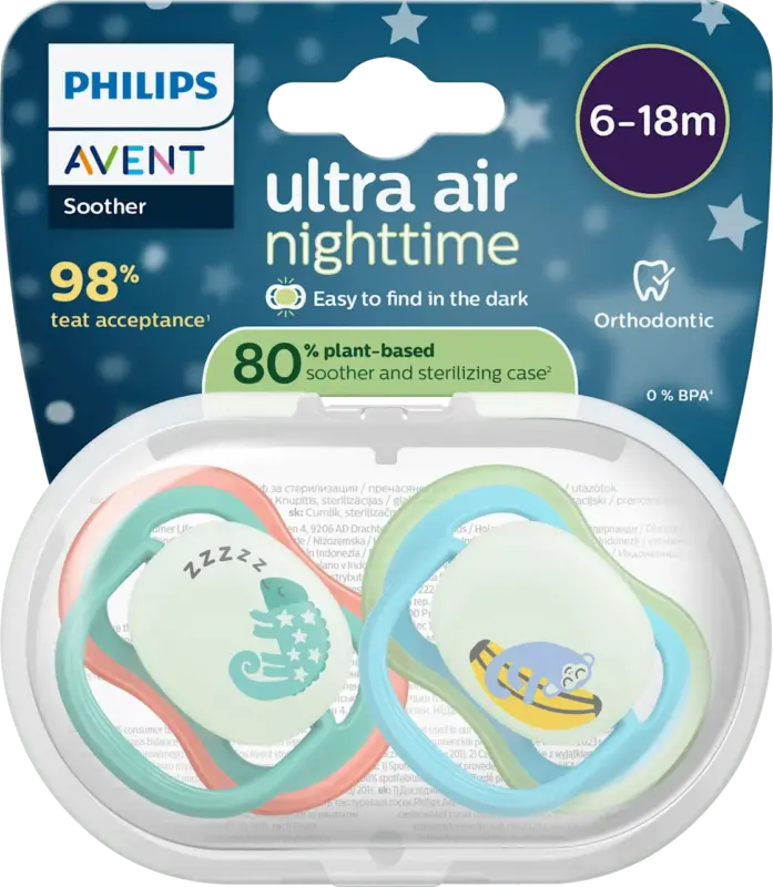 PHILIPS AVENT Schnuller ultra air nighttime Silikon, grün/blau, 6-18 Monate