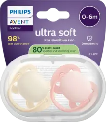 PHILIPS AVENT Schnuller ultra soft Silikon, beige/rosa, 0-6 Monate