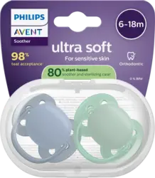 PHILIPS AVENT Schnuller ultra soft Silikon, grün/blau, 6-18 Monate