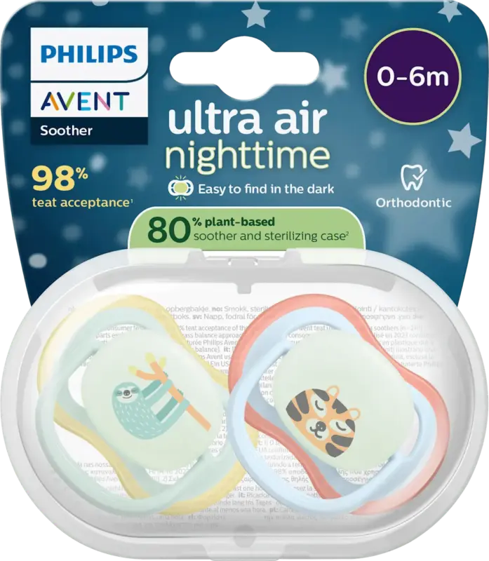 PHILIPS AVENT Schnuller ultra air nighttime Silikon, grün/blau, 0-6 Monate