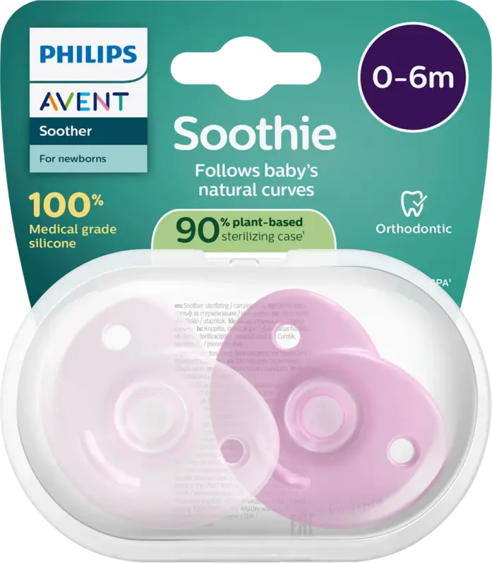 PHILIPS AVENT Schnuller Soothie Silkon, rosa, 0-6 Monate