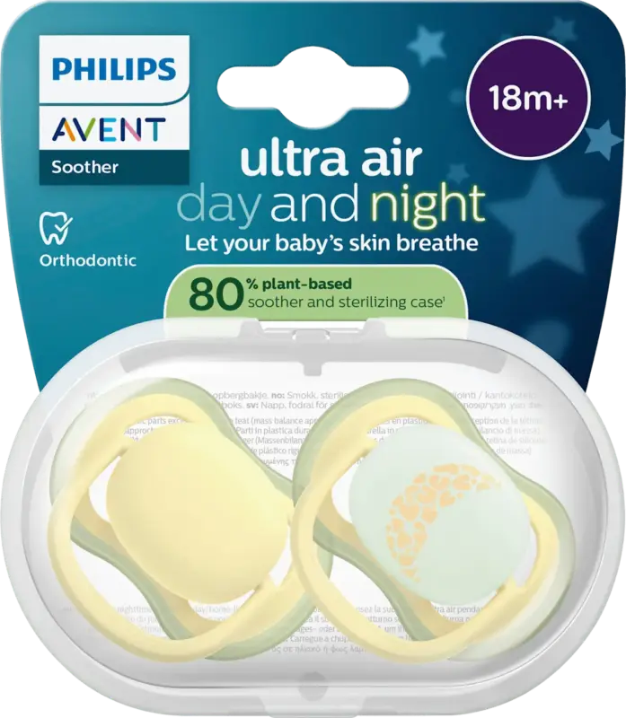 PHILIPS AVENT Schnuller ultra air day+night Silikon, gelb, ab 18 Monaten