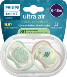 PHILIPS AVENT Schnuller ultra air colors of nature Silikon, creme/grün, 6-18 Monate