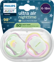 PHILIPS AVENT Schnuller ultra air nighttime Silikon, grün/rosa, 6-18 Monate