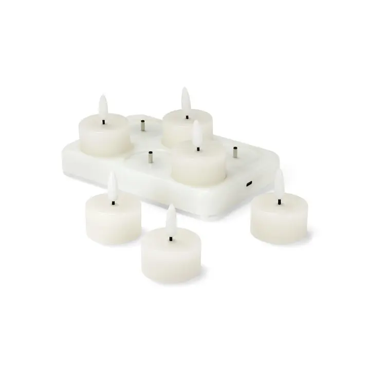 6 LED Echtwachsteelichter