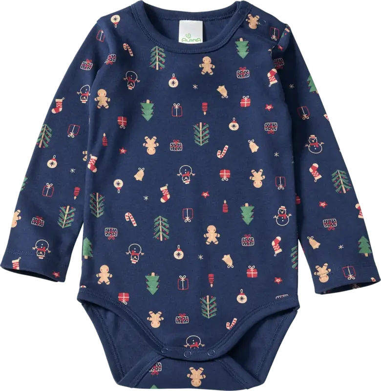 ALANA Body Langarm mit Weihnachts-Muster, blau, Gr. 74/80