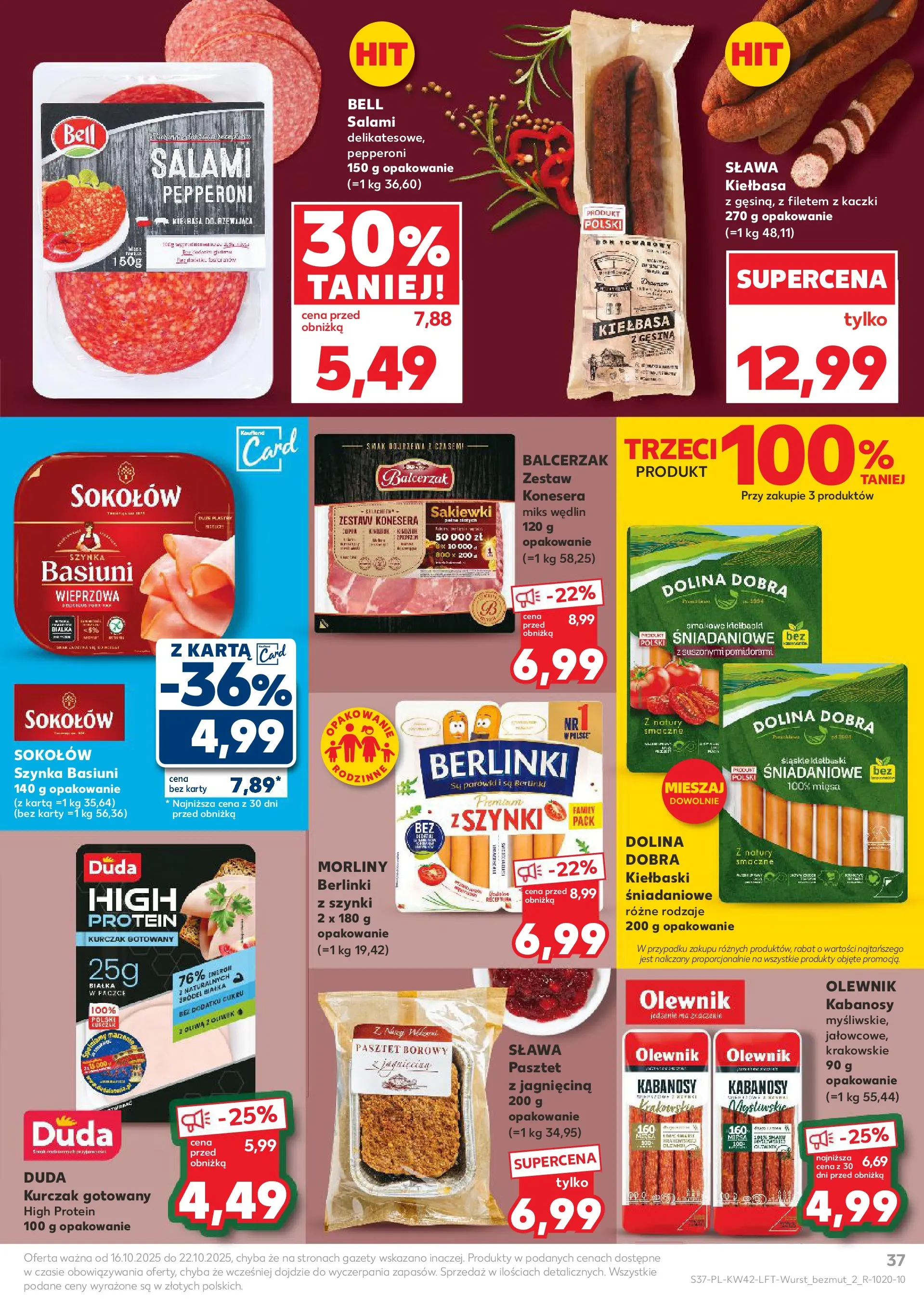 Kaufland gazetka od 16.10.2025 - od jutra PDF | Strona: 37 | Produkty: Salami pepperoni, Parówki, Kiełbaski, Salami